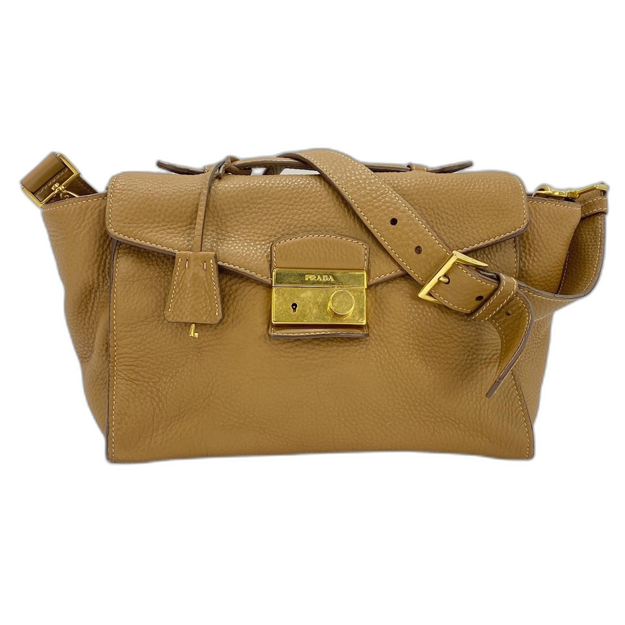Prada Brown Leather Shoulder Bag (Pre-Owned)