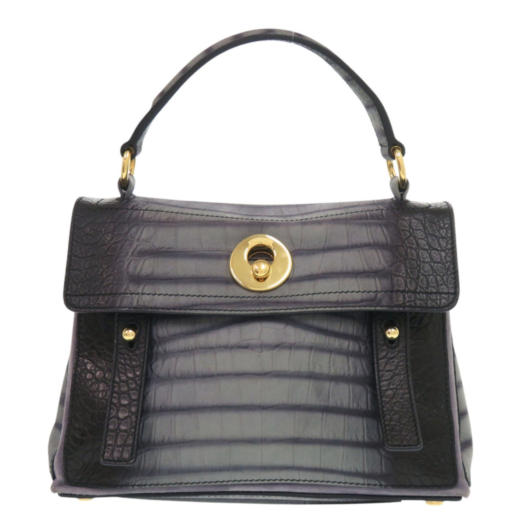 Yves Saint Laurent Black Gray Leather Handbag (Pre-Owned)