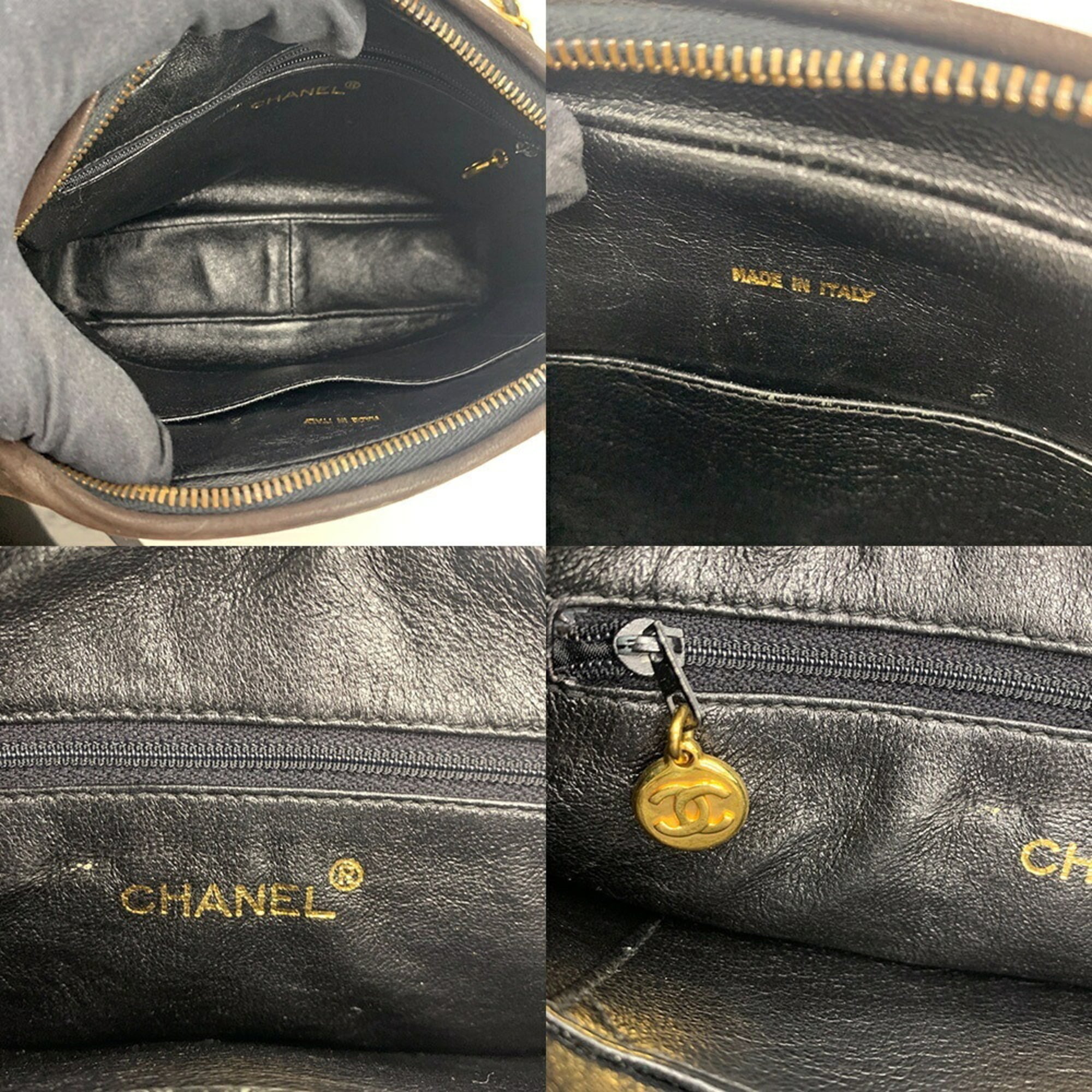 Chanel Dark Brown Leather Shoulder Bag (Pre-Owned)