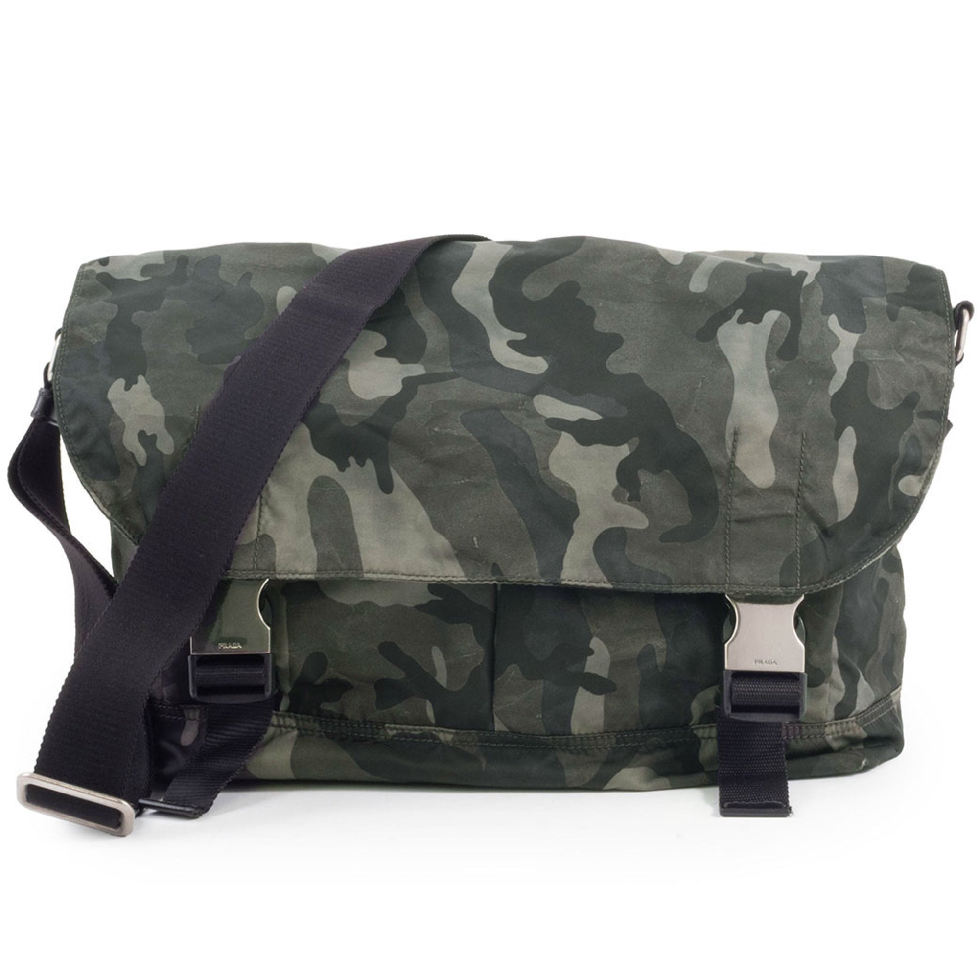 Prada Green Multi-Color Nylon Shoulder Bag (Pre-Owned)