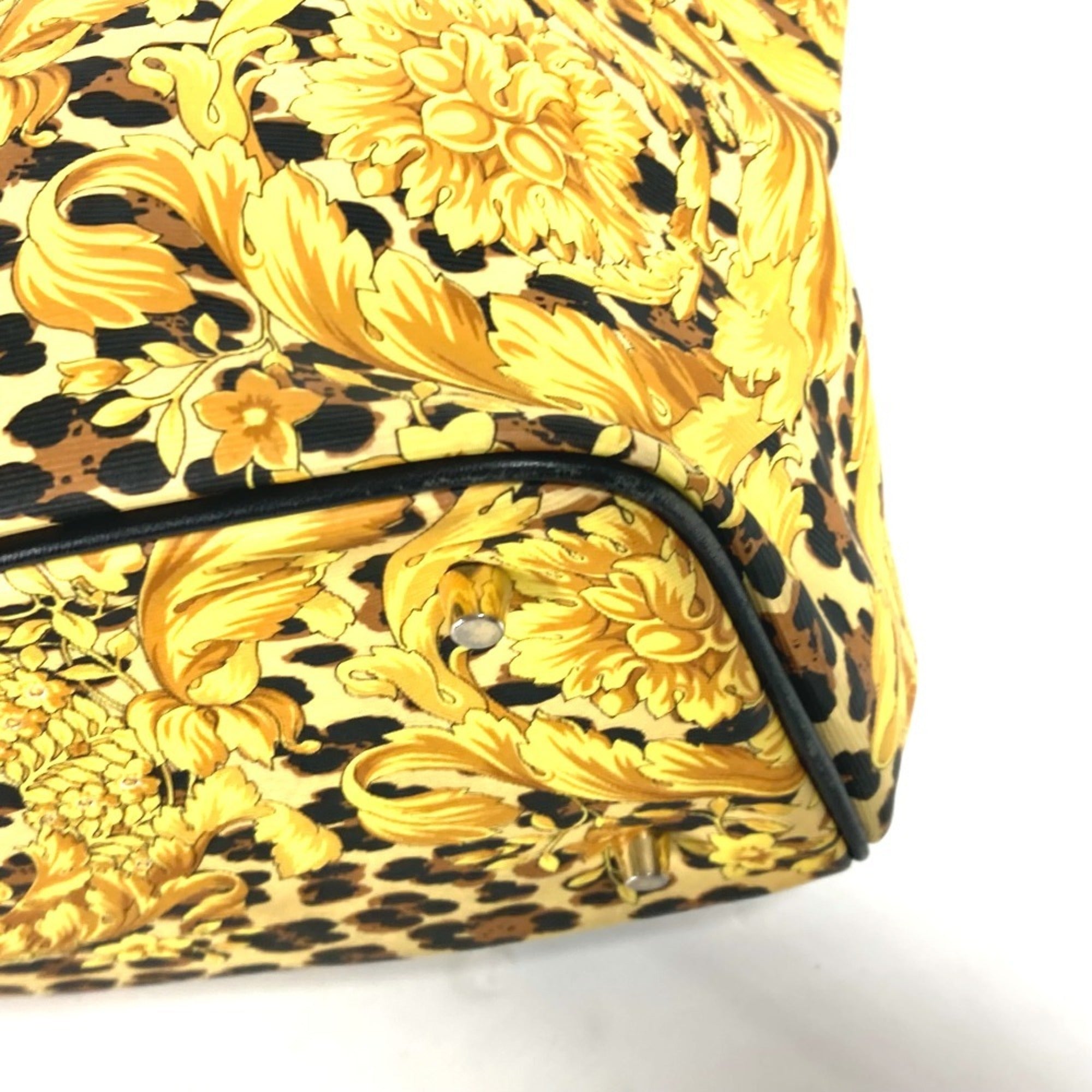 Versace Black Yellow Pvc Leather Backpack (Pre-Owned)
