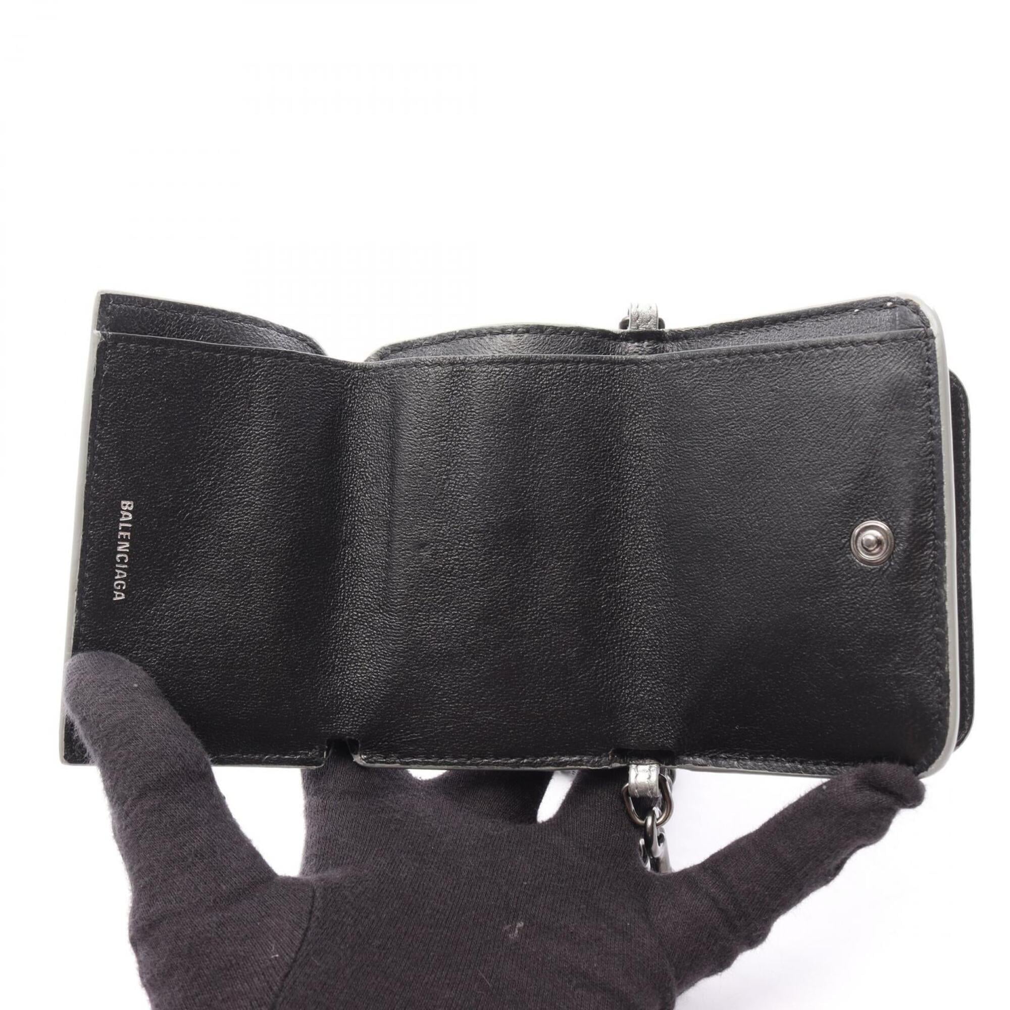Balenciaga Silver Leather Chain/Shoulder Wallet (Pre-Owned)