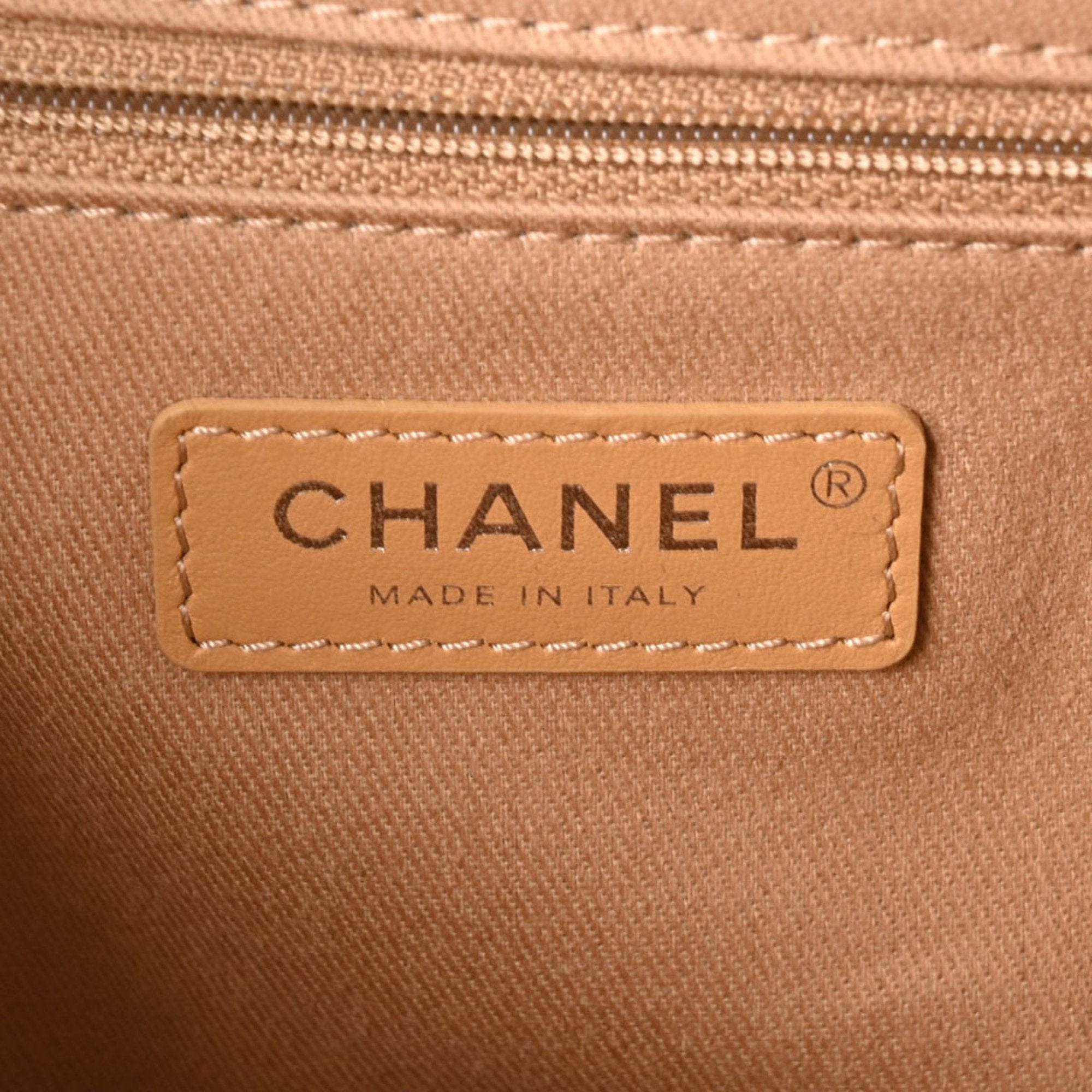 Chanel Beige Canvas Leather Tote Bag (Pre-Owned)