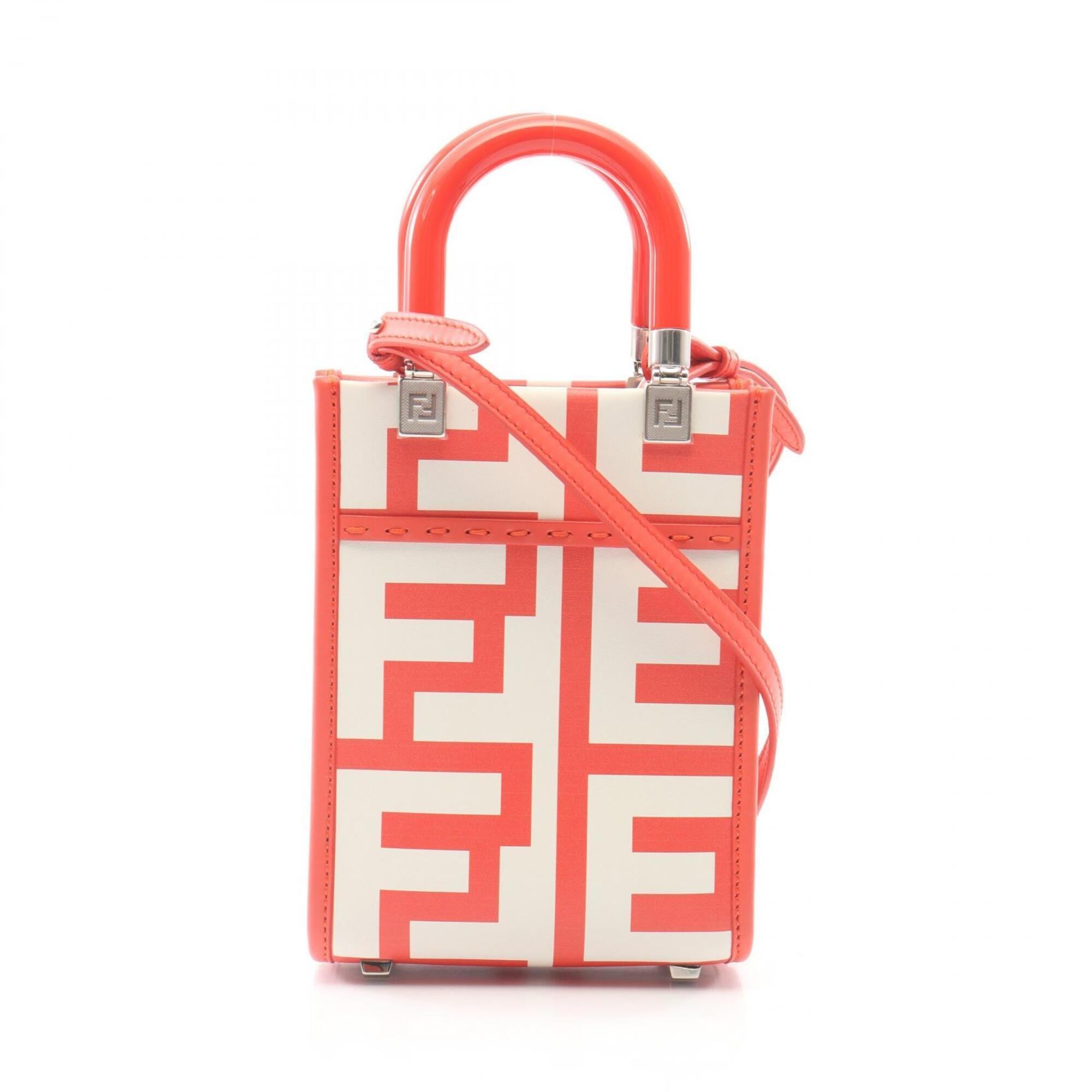 Fendi Red Color White Leather Handbag (Pre-Owned)