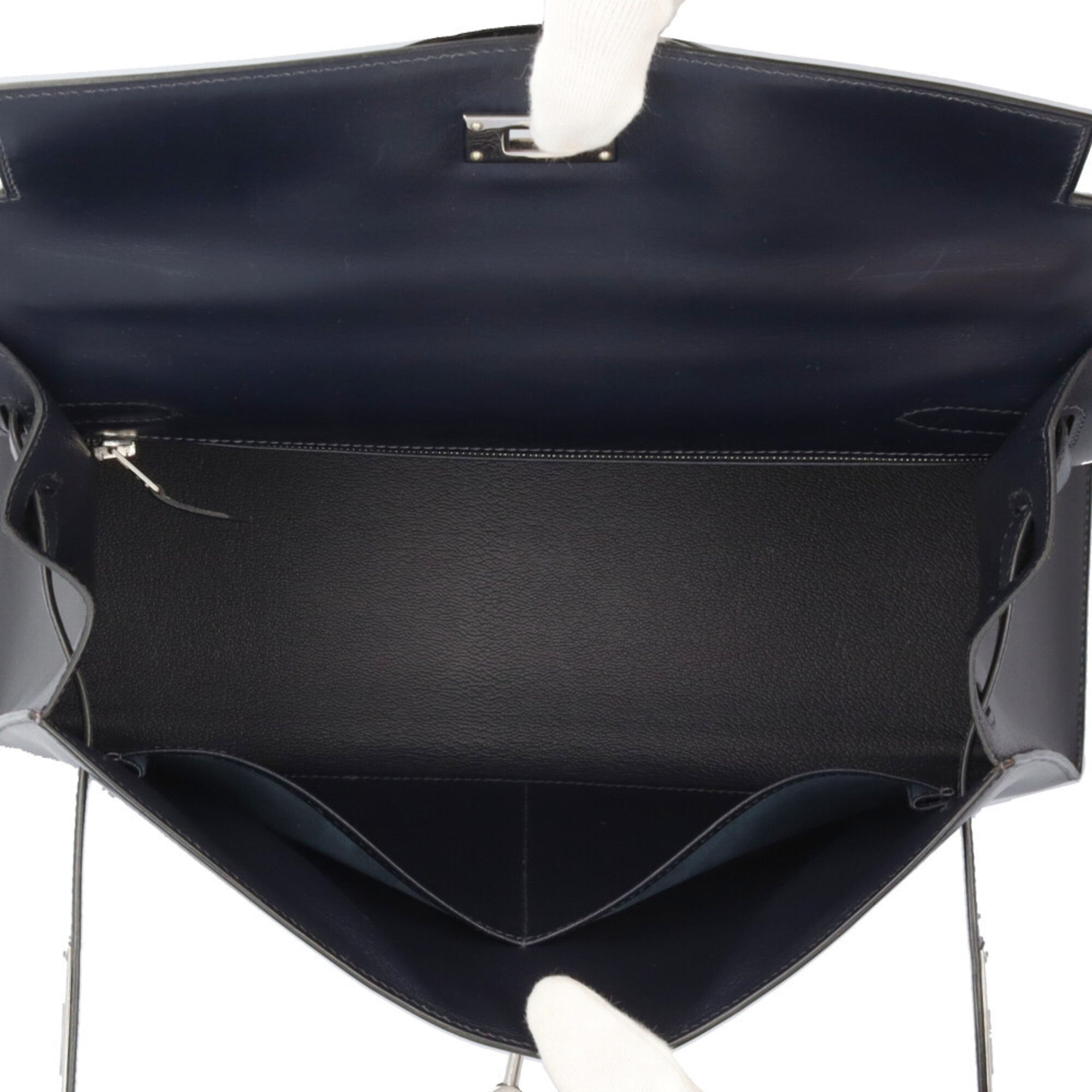 Hermes Blue Indigo Navy Box Calf Leather Shoulder Bag (Pre-Owned)