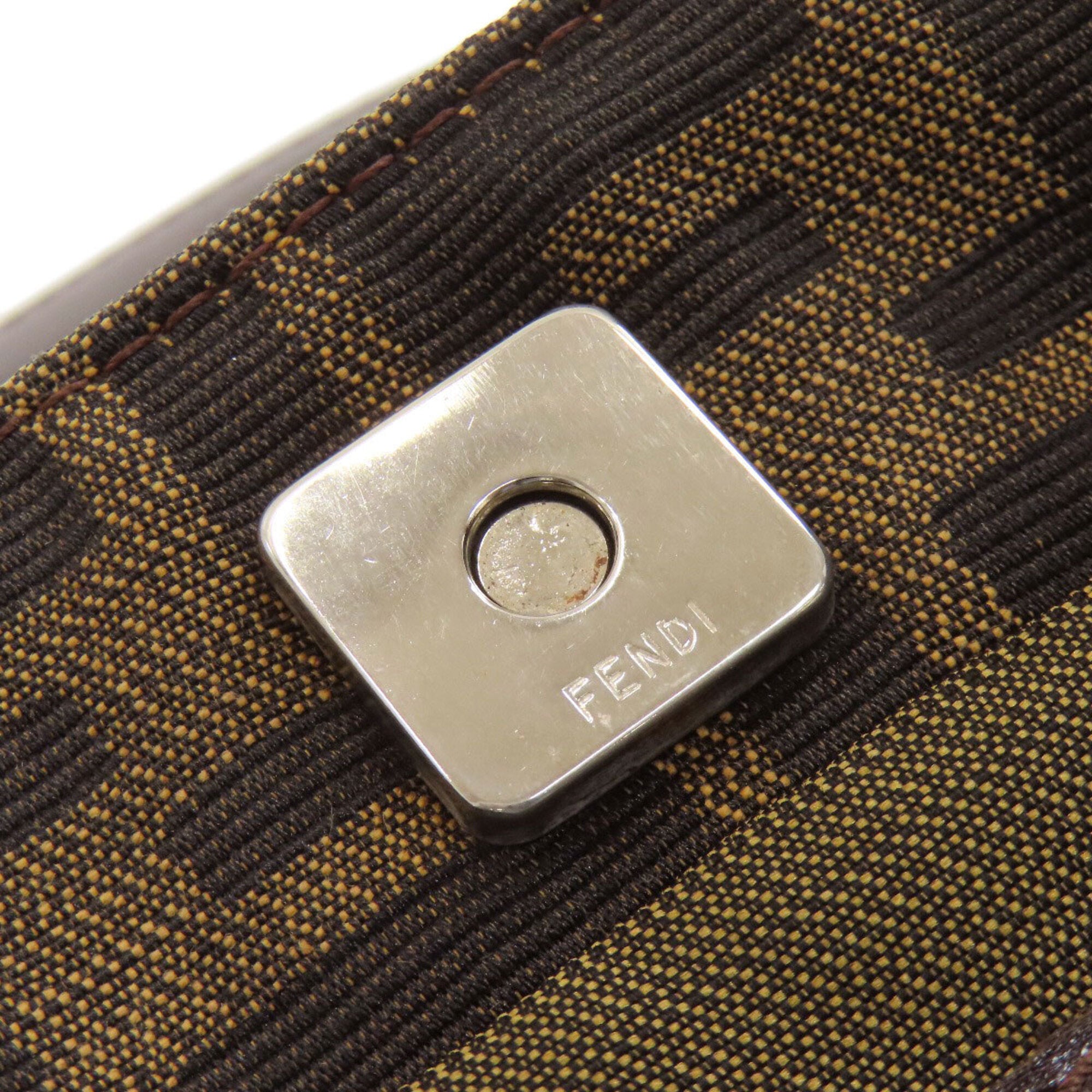 Fendi Brown Canvas Leather Handbag (Pre-Owned)