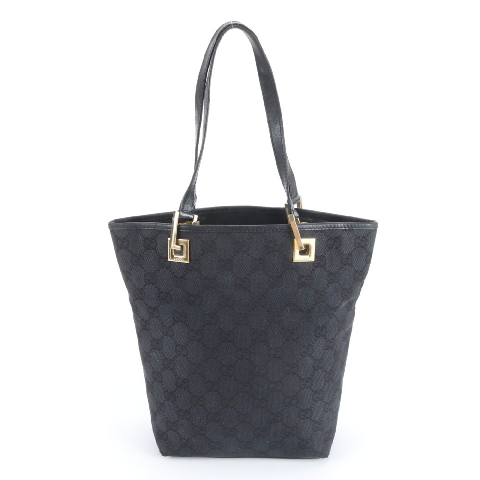 Gucci Black Canvas Leather Handbag Tote Bag (Pre-Owned)