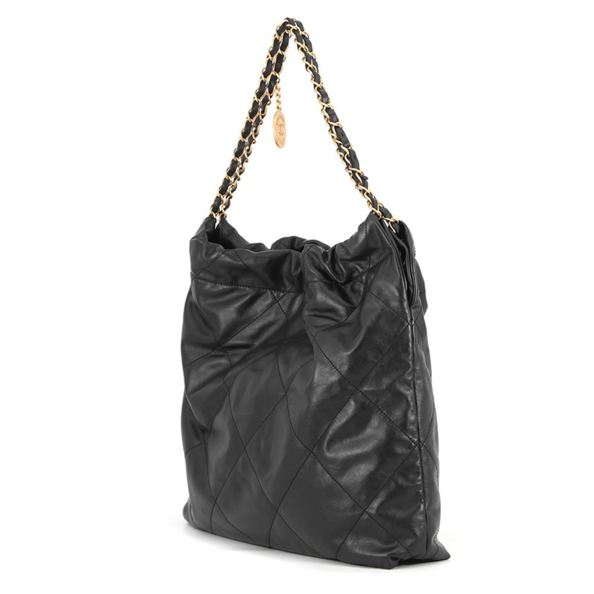 Chanel Black Leather Handbag Pouch Shoulder Bag (Pre-Owned)