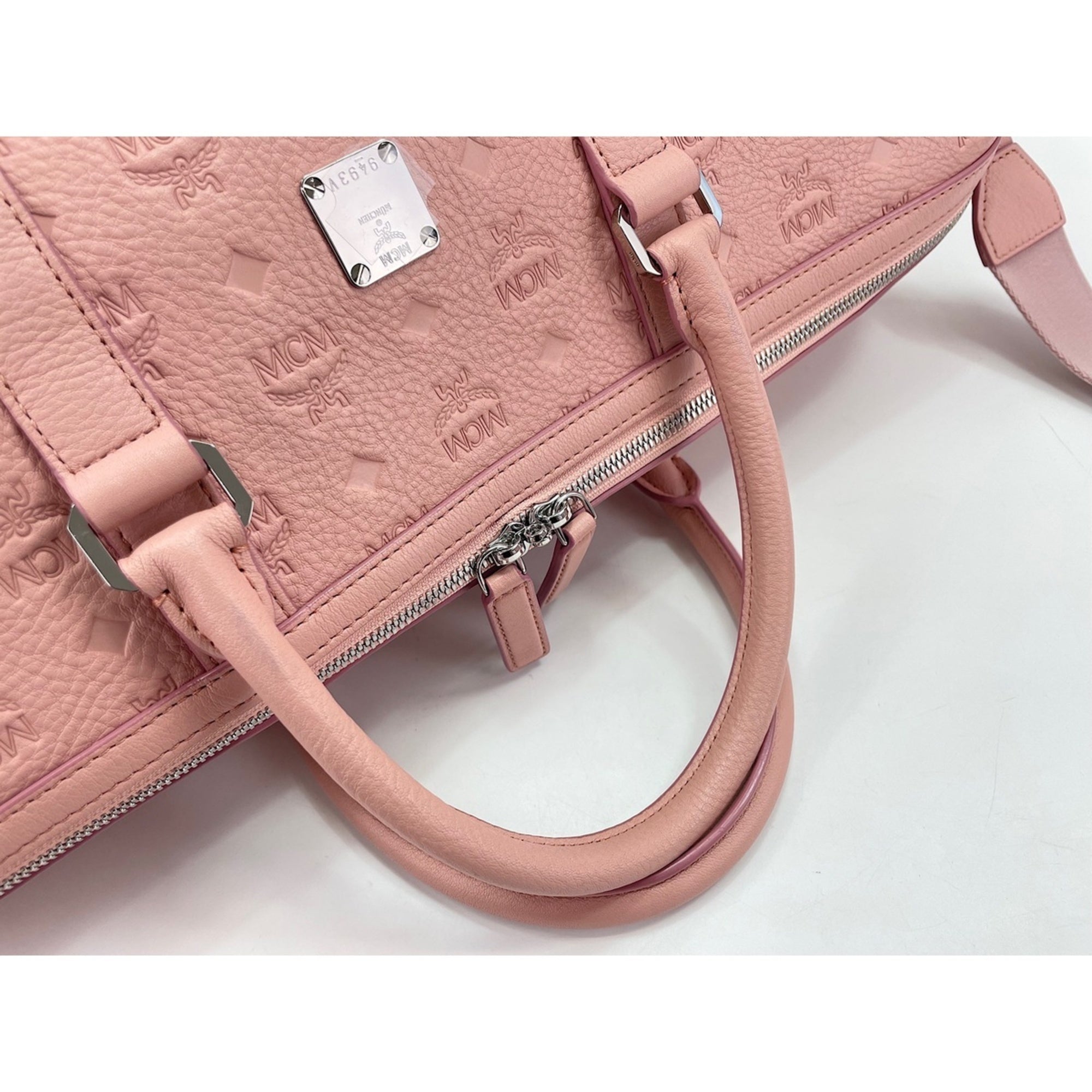 Mcm Pink Leather Boston Bag Weekend Bag (Pre-Owned)