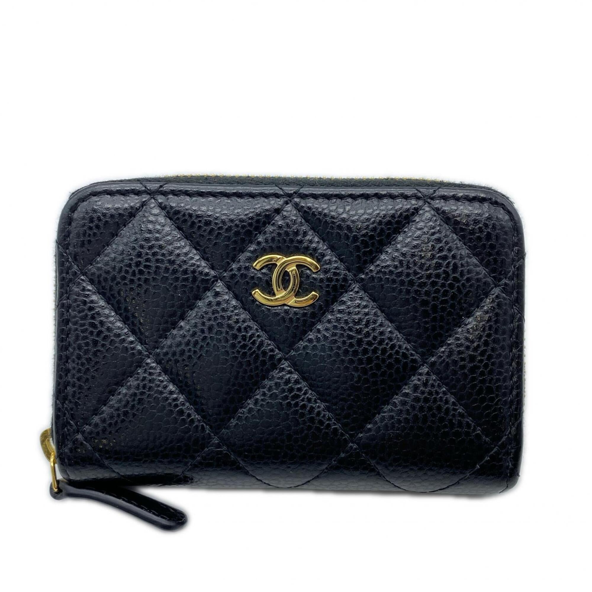 Chanel Black Grained Calfskin Coin Purse/Coin Case (Pre-Owned)