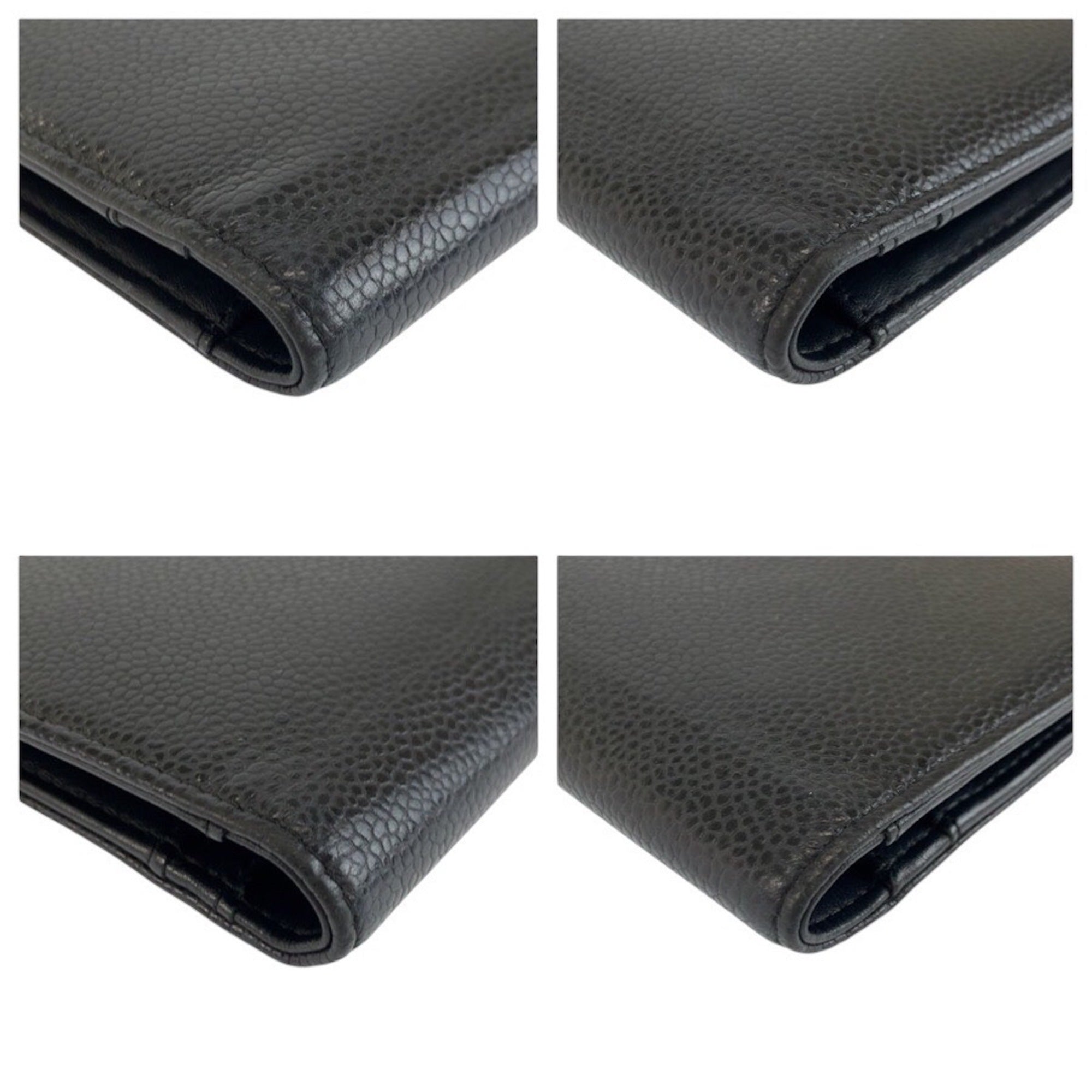 Chanel Black Leather Long Wallet (Bi-Fold) (Pre-Owned)