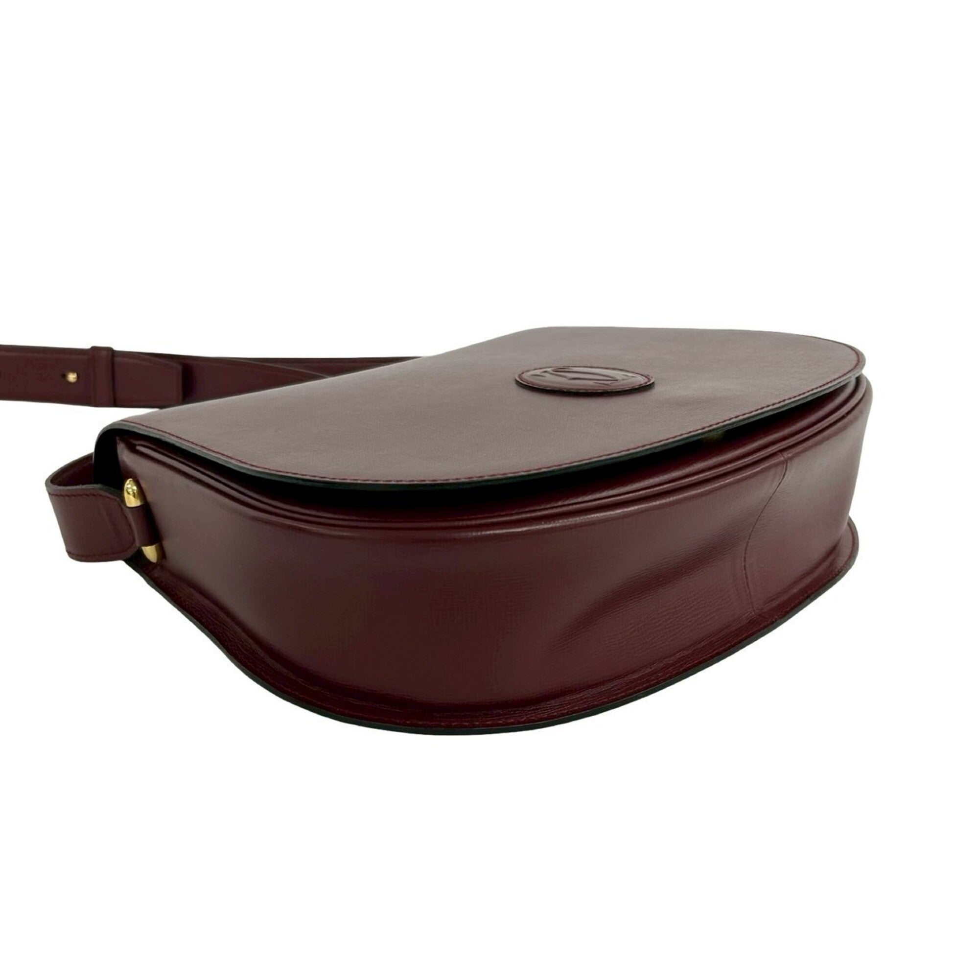 Cartier Wine Red Leather Pochette Shoulder Bag (Pre-Owned)