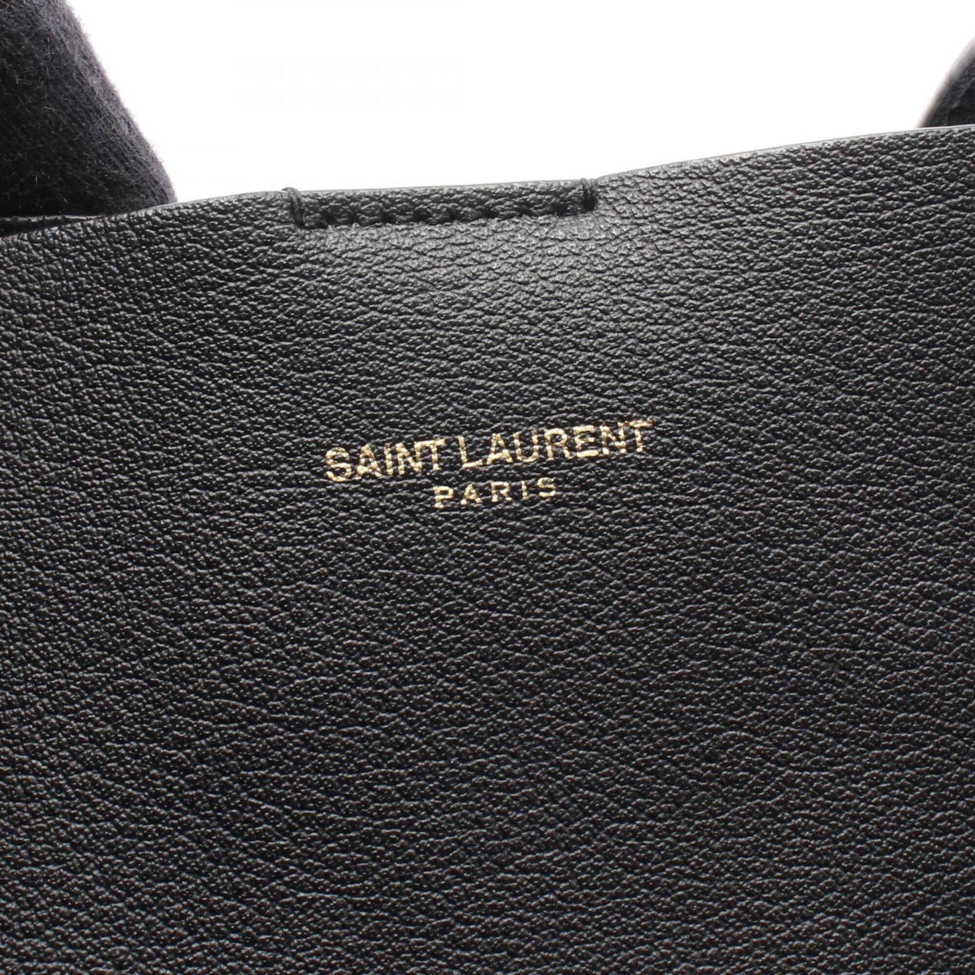 Saint Laurent Black Leather Handbag Tote Bag (Pre-Owned)