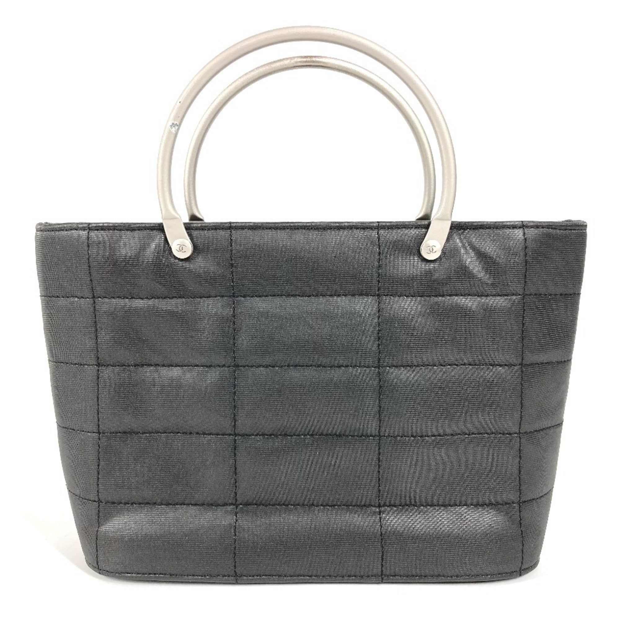 Chanel Chocolate Bar Gray Nylon Handbag Tote Bag (Pre-Owned)