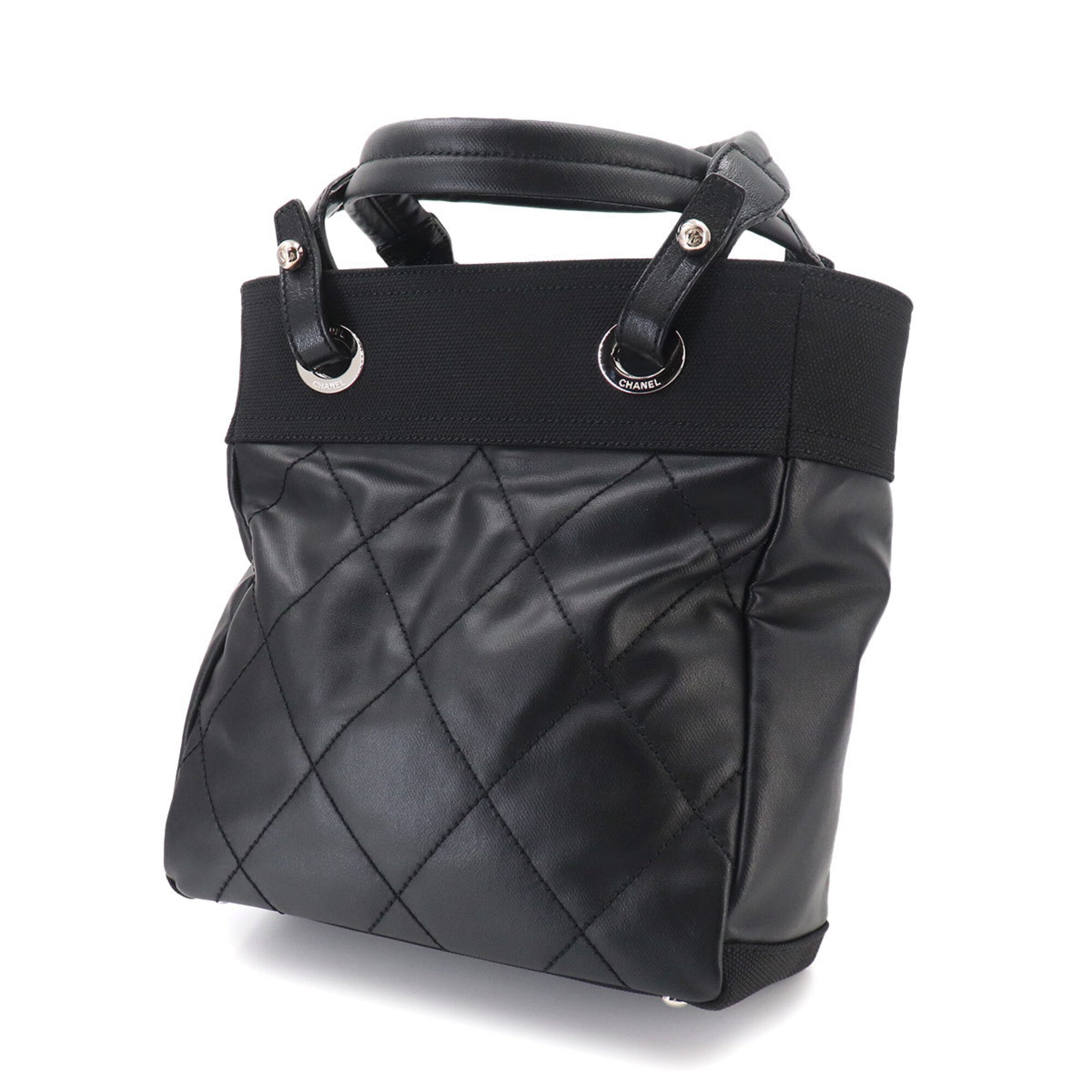Chanel Black Synthetic Leather Handbag Tote Bag (Pre-Owned)