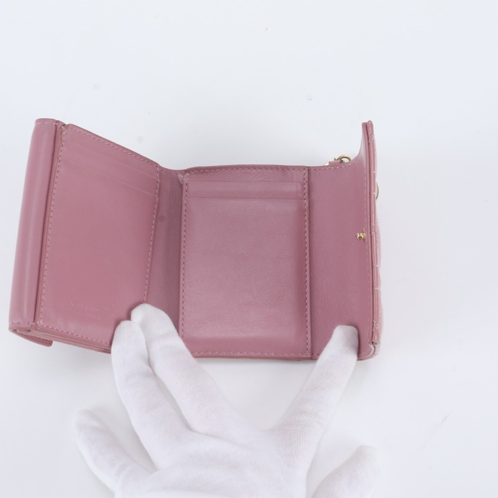 Christian Dior Pink Leather Wallet (Tri-Fold) (Pre-Owned)
