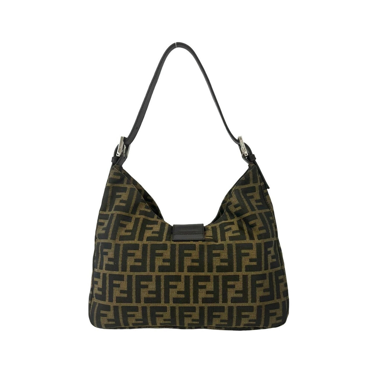 Fendi Black Brown Canvas Leather Shoulder Bag (Pre-Owned)