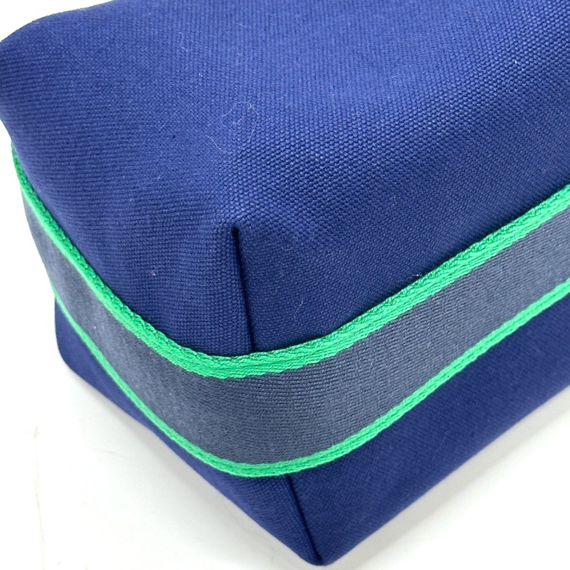 Hermes Black Blue Cotton Handbag (Pre-Owned)