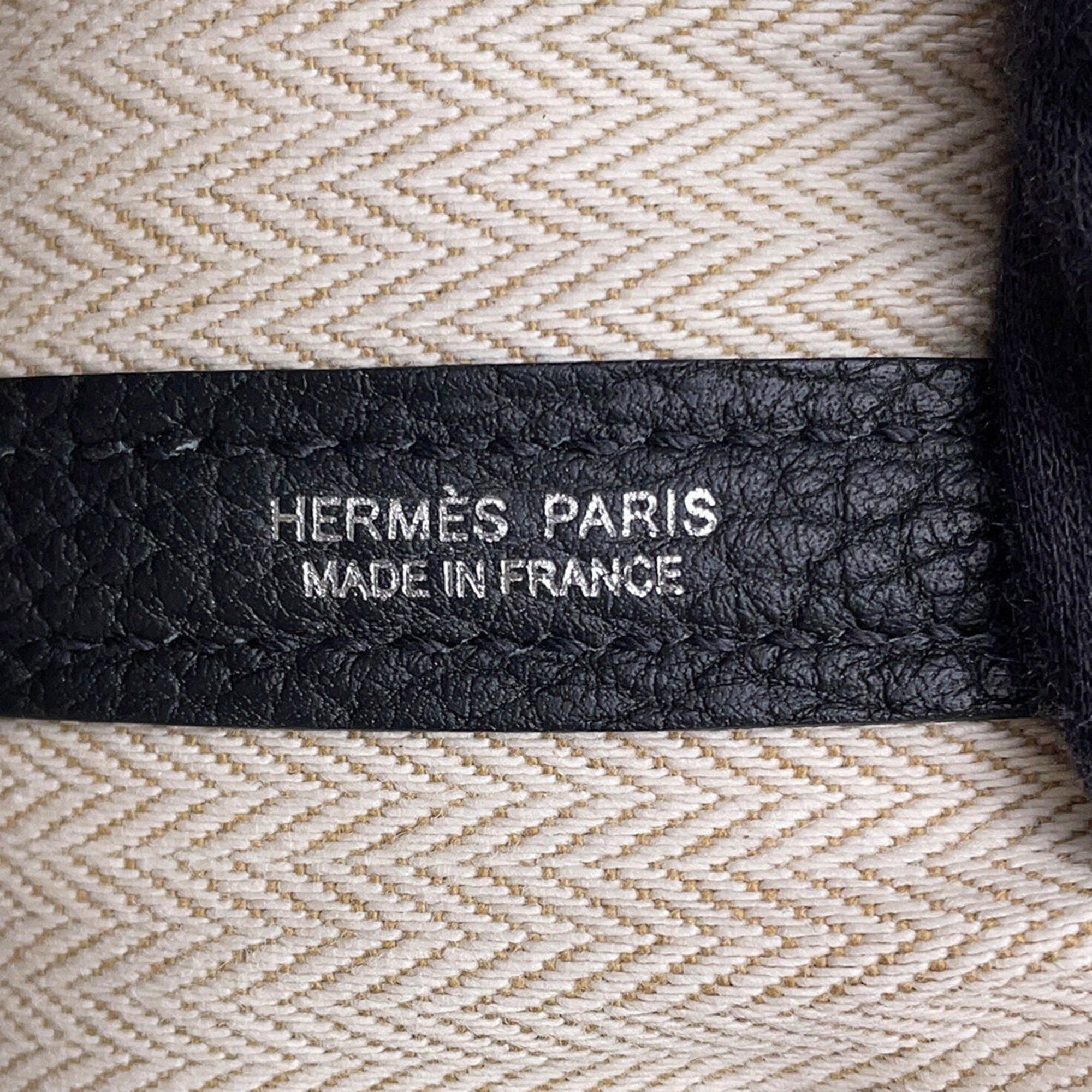 Hermes Garden Black Negonda Leather Handbag Tote Bag