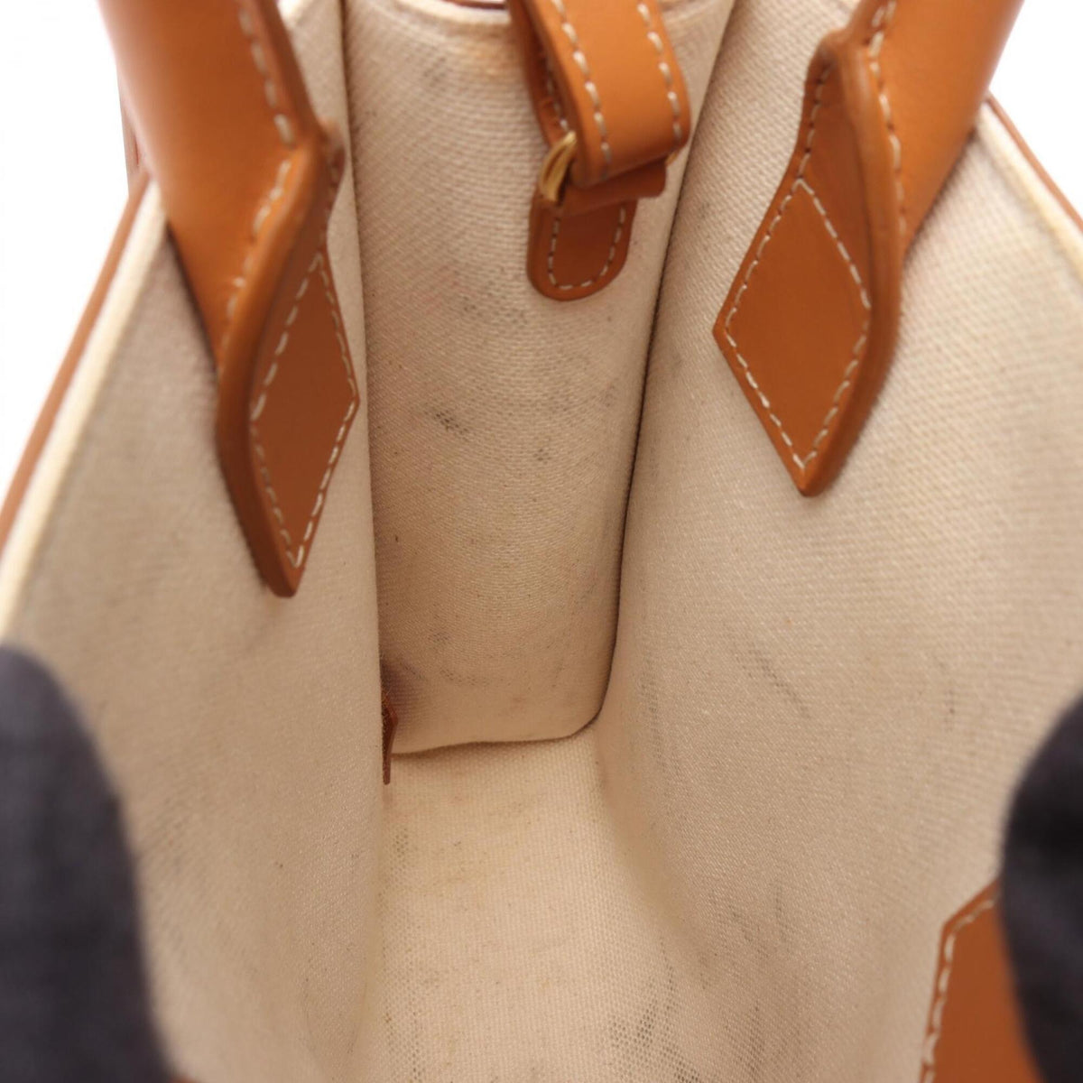 Celine Brown Ivory Canvas Leather Handbag (Pre-Owned)
