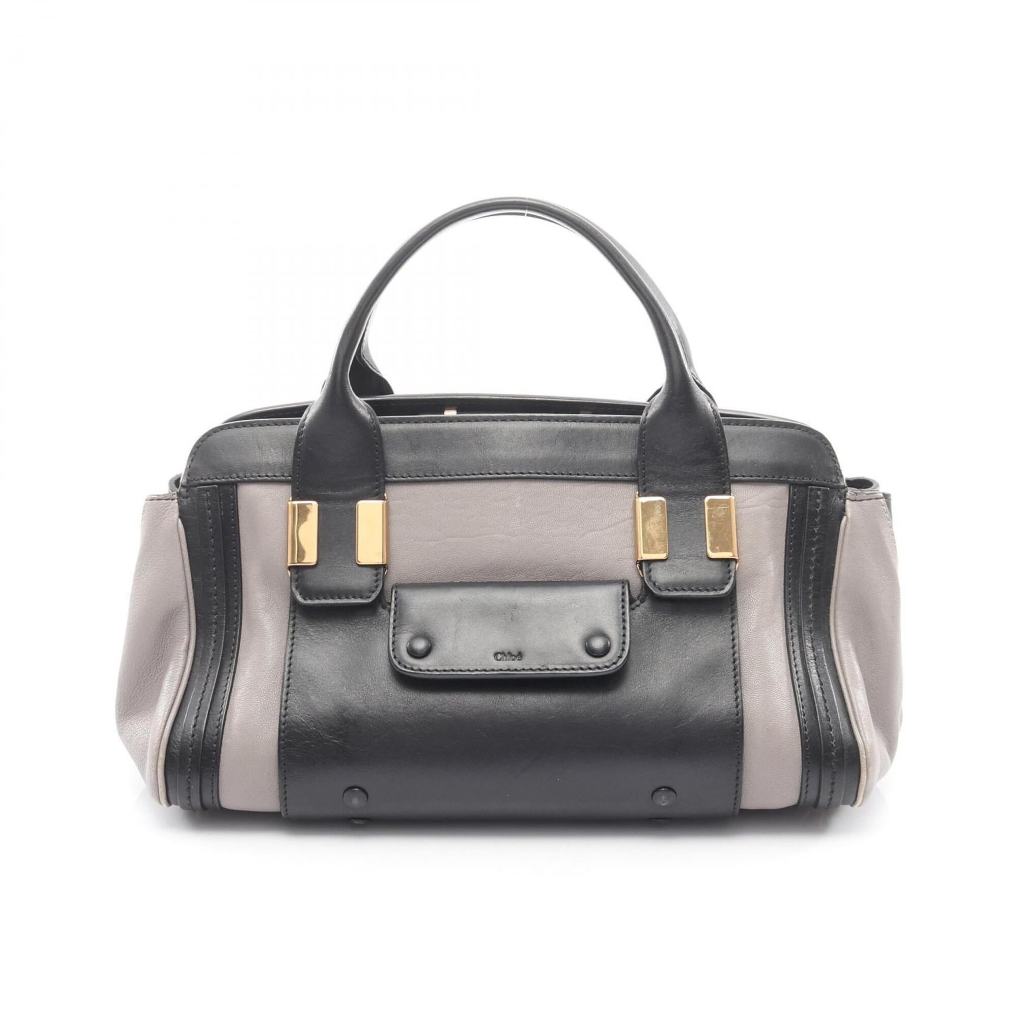 Chloé Black Gray Leather Handbag (Pre-Owned)