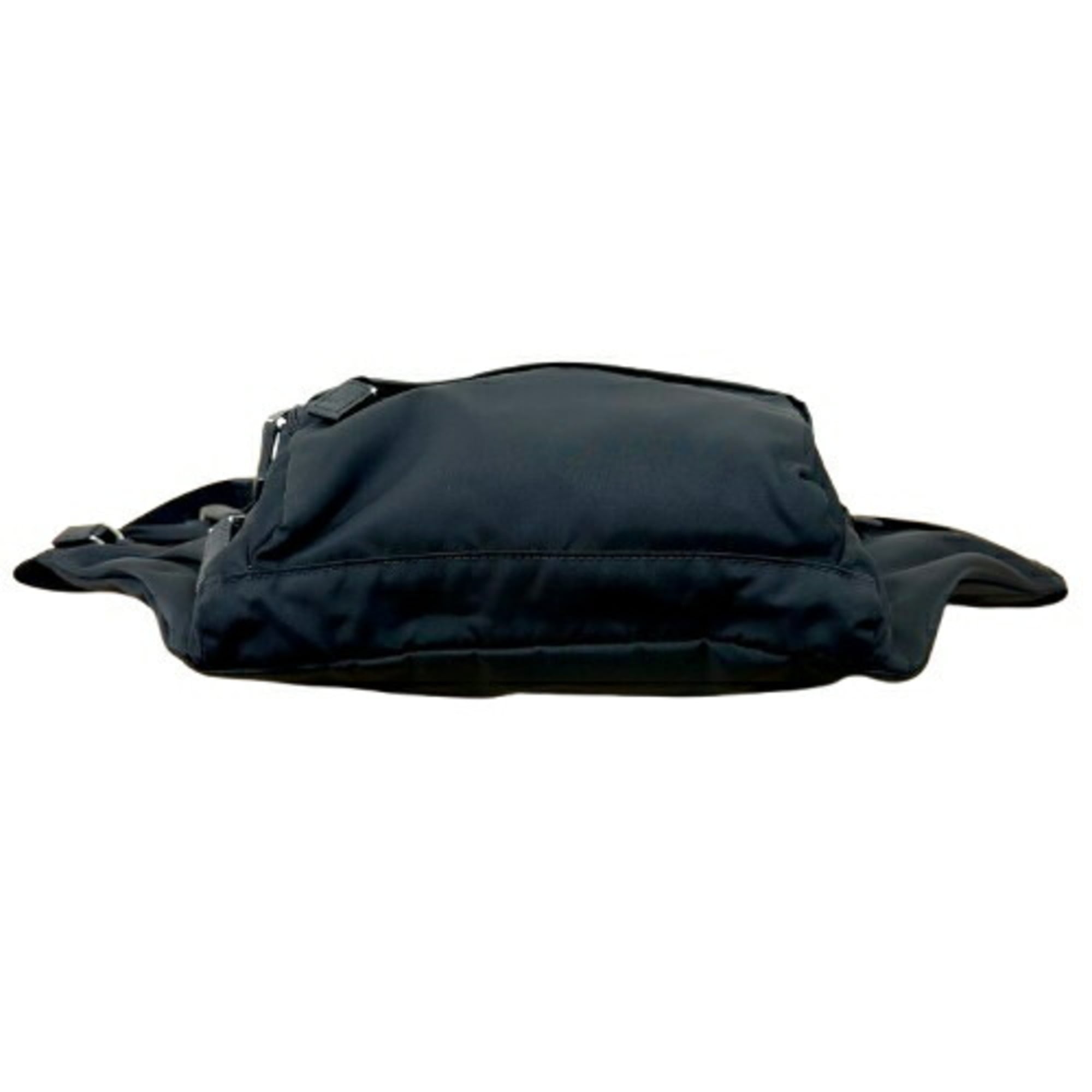 Prada Saffiano Black Nylon Leather Fanny Pack Shoulder Bag (Pre-Owned)