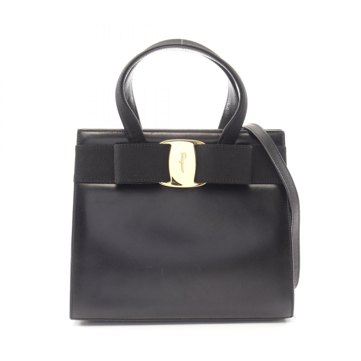 Salvatore Ferragamo Black Leather Handbag (Pre-Owned)
