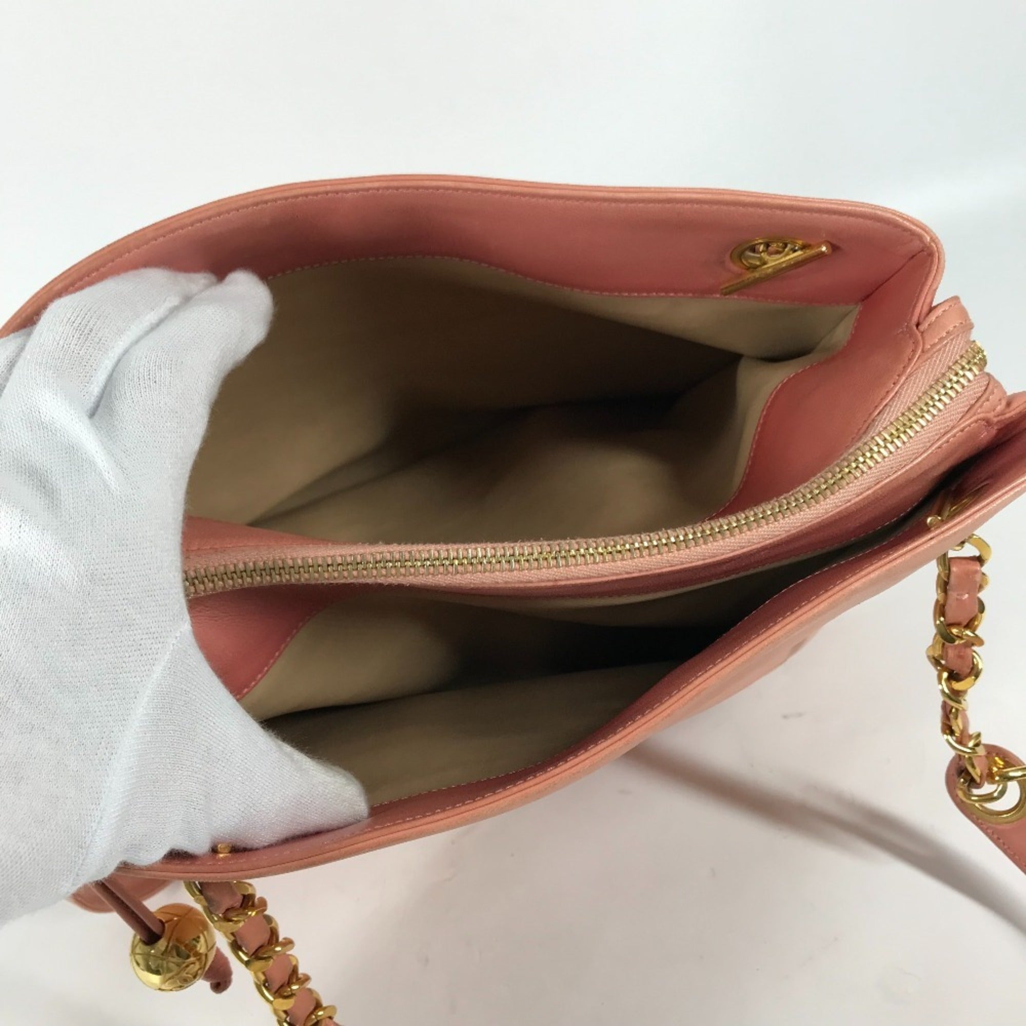 Chanel Pink Leather Shoulder Bag Tote Bag (Pre-Owned)