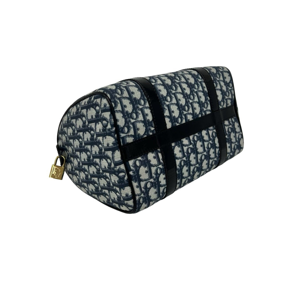 Christian Dior Navy Pvc Leather Boston Bag Handbag (Pre-Owned)