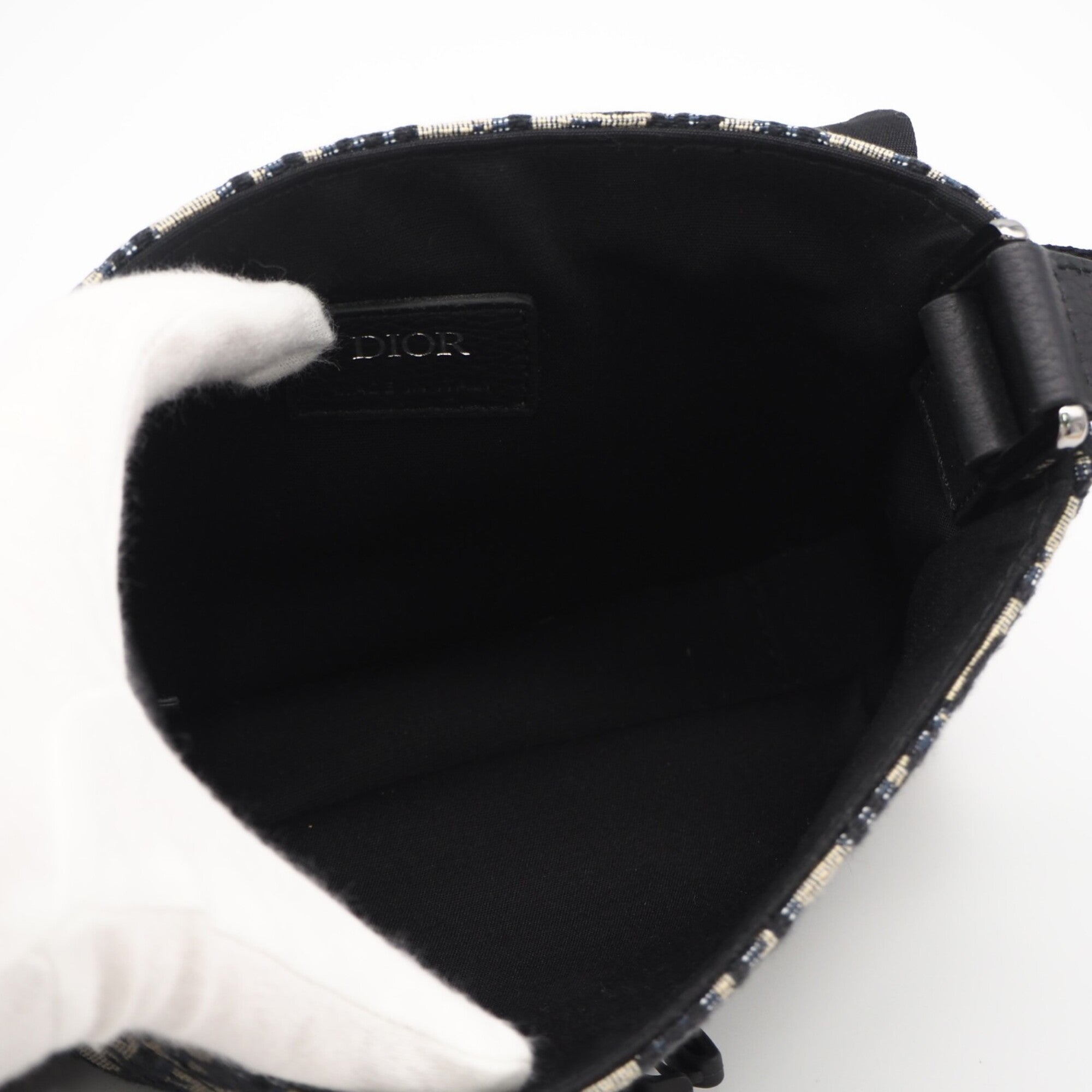 Christian Dior Beige Navy Canvas Messenger Bag Shoulder Bag (Pre-Owned)