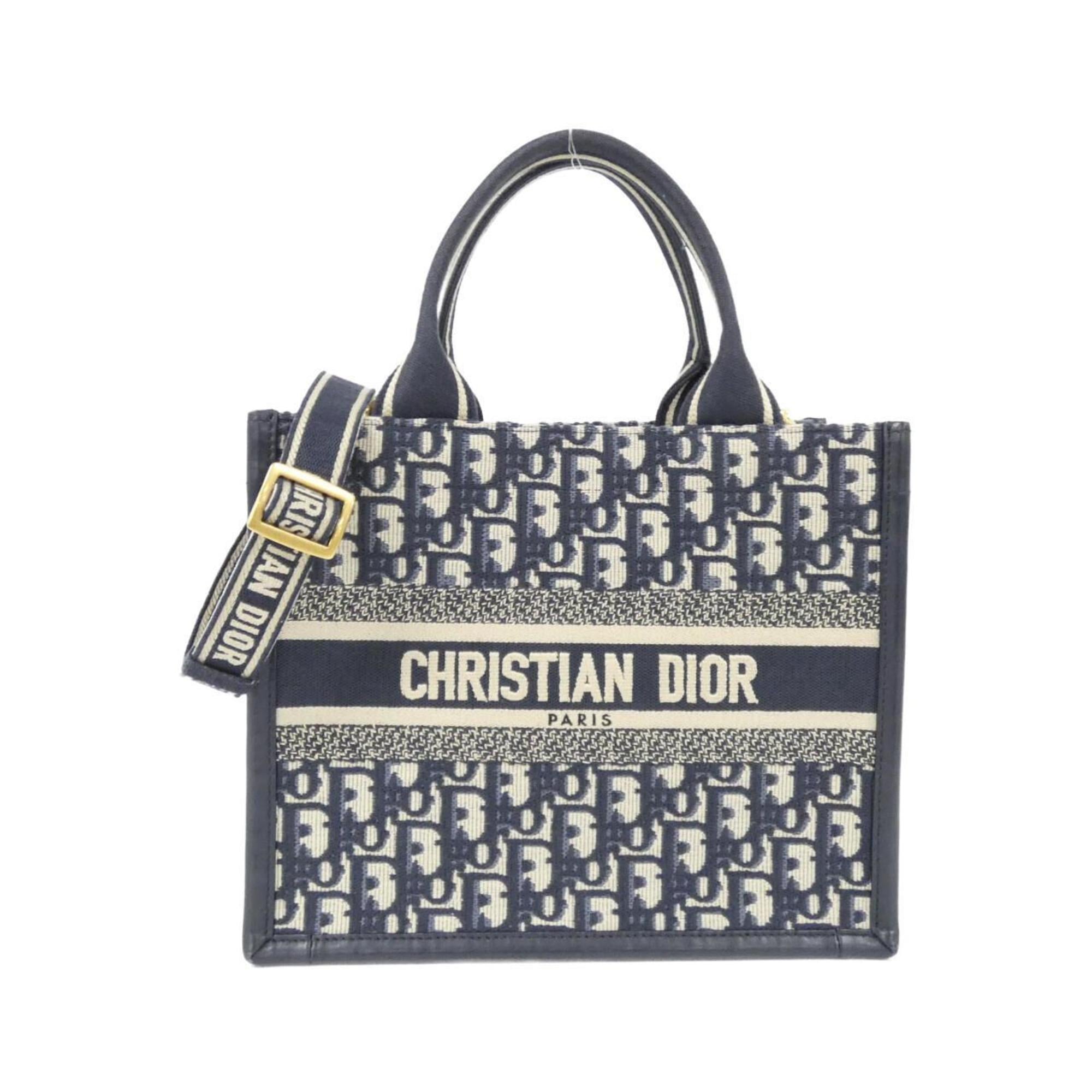 Christian Dior Blue Canvas Leather Handbag (Pre-Owned)