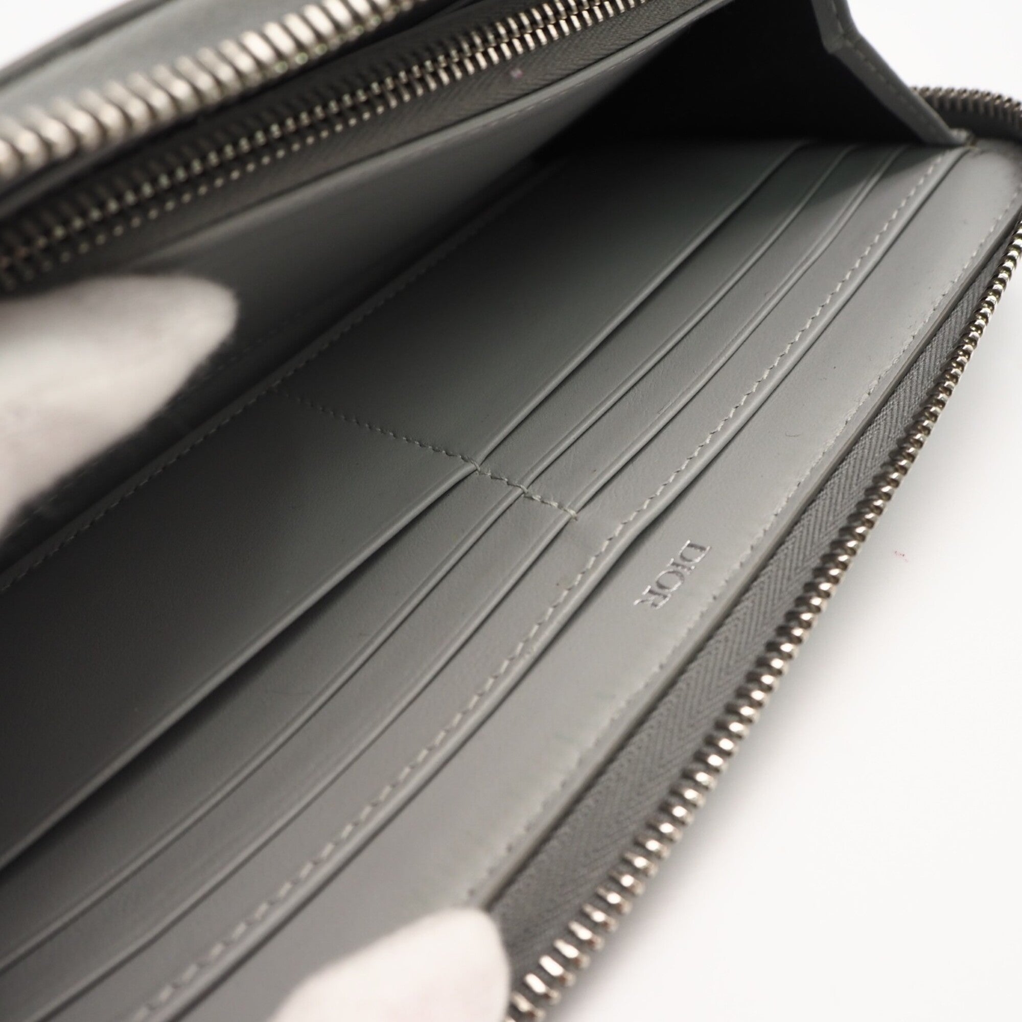 Christian Dior Gray Coated Canvas Leather Long Wallet (Bi-Fold) (Pre-Owned)