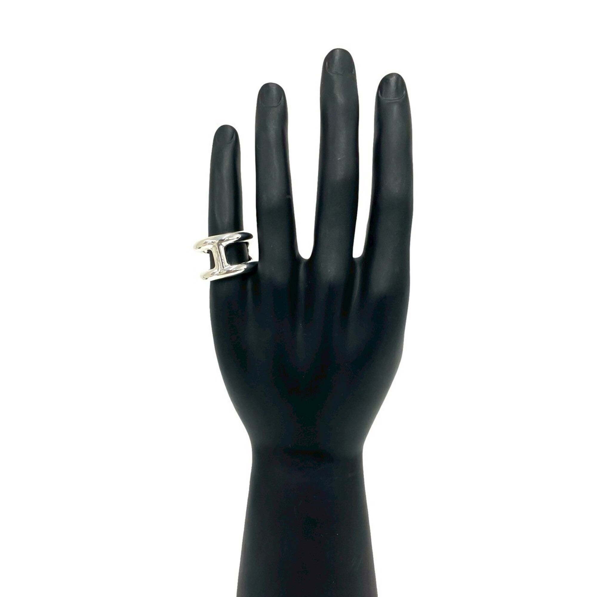 Hermes Silver Silver 925 Band Ring (Pre-Owned)