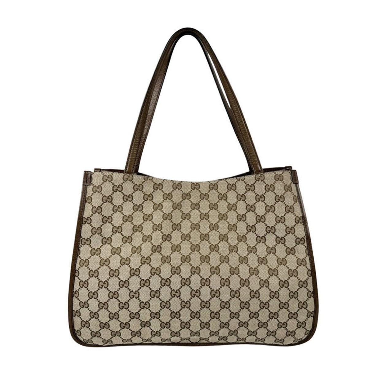Gucci Brown Gg Canvas Leather Handbag (Pre-Owned)