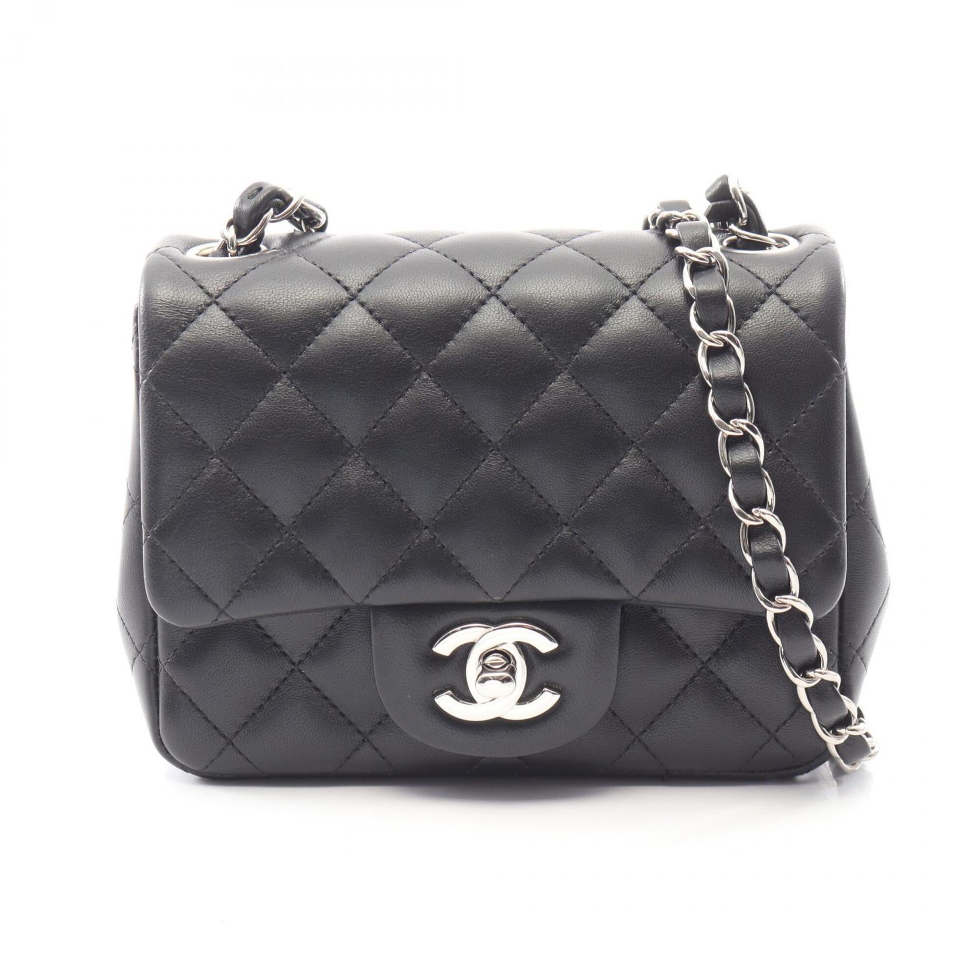 Chanel Black Leather Handbag Shoulder Bag (Pre-Owned)