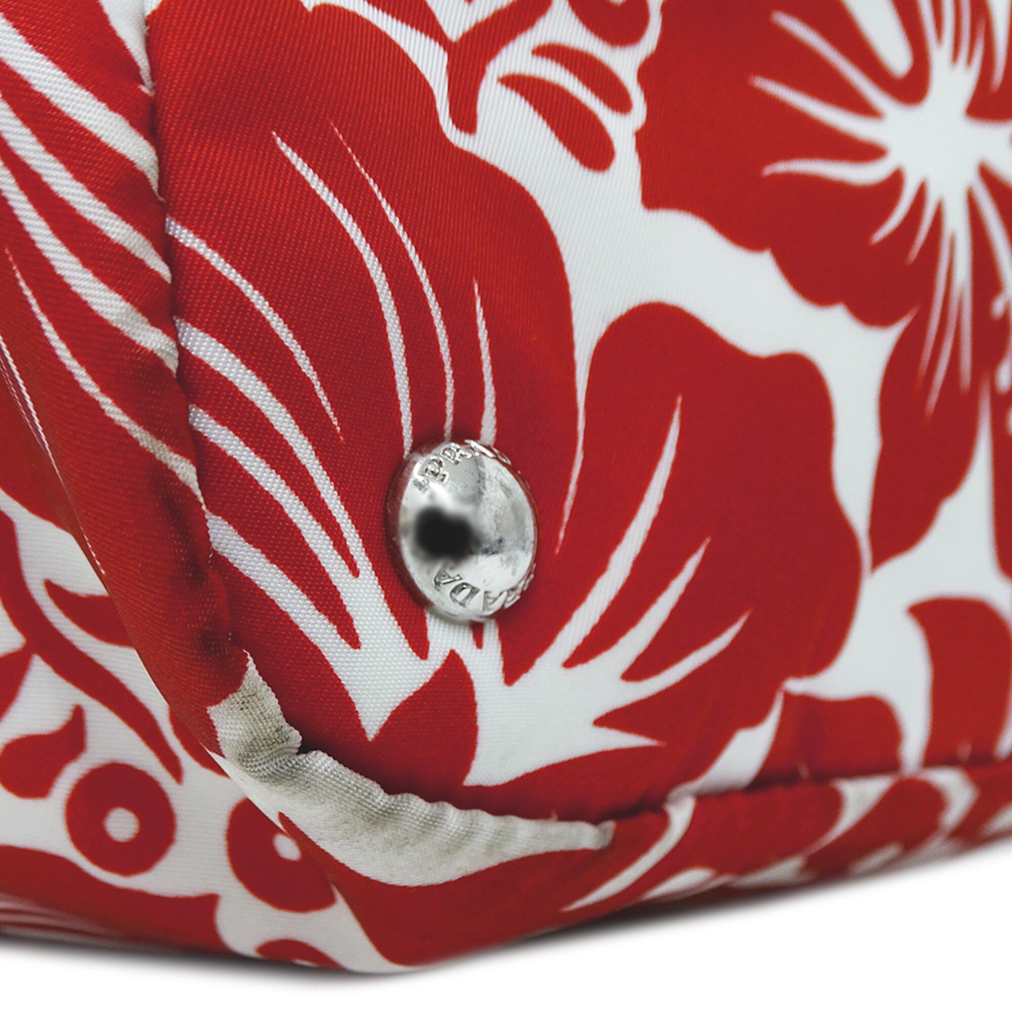 Prada Red Color White Nylon Handbag Shoulder Bag Tote Bag (Pre-Owned)