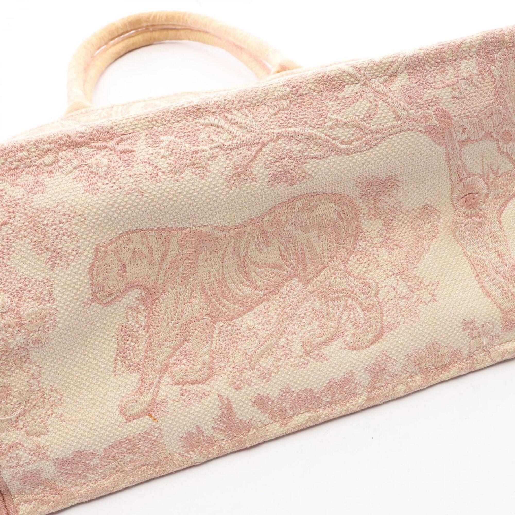Christian Dior Ivory Pink Canvas Handbag Tote Bag (Pre-Owned)