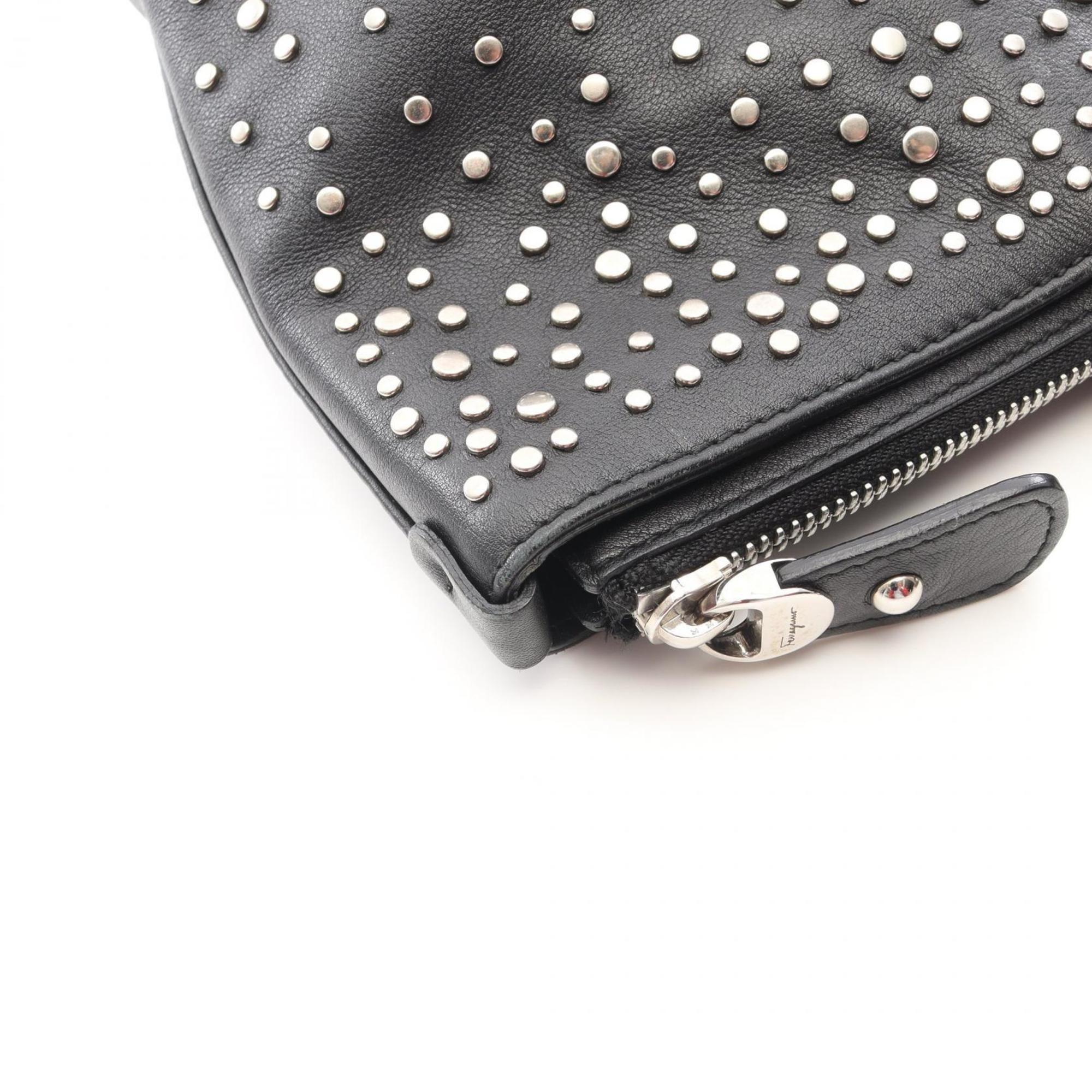 Salvatore Ferragamo Black Leather Handbag Tote Bag (Pre-Owned)