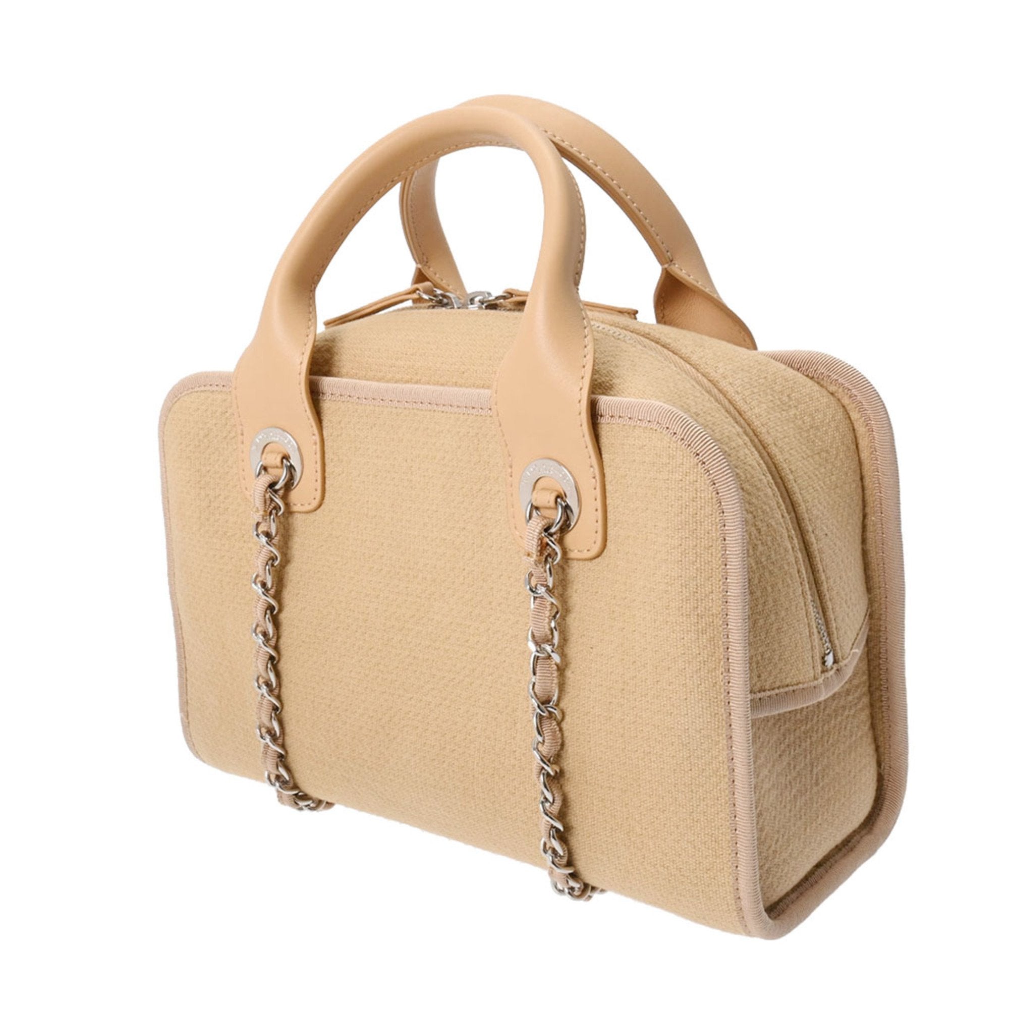 Chanel Beige Canvas Leather Tote Bag (Pre-Owned)
