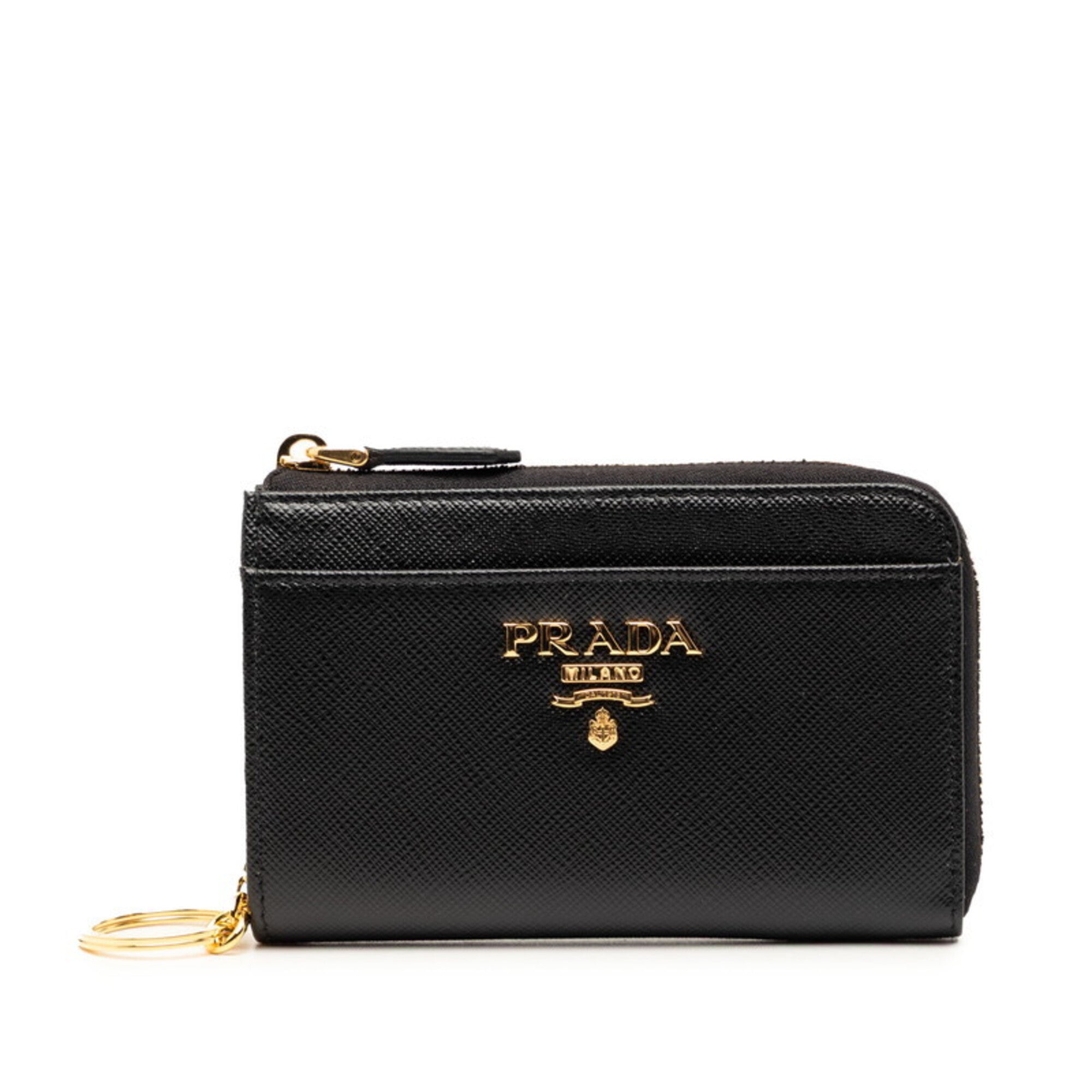 Prada Black Leather Coin Purse/Coin Case (Pre-Owned)