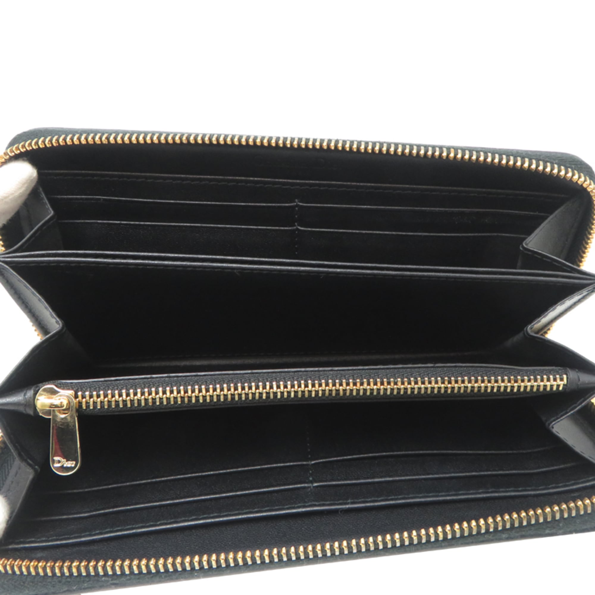 Christian Dior Black Leather Long Wallet (Bi-Fold) (Pre-Owned)