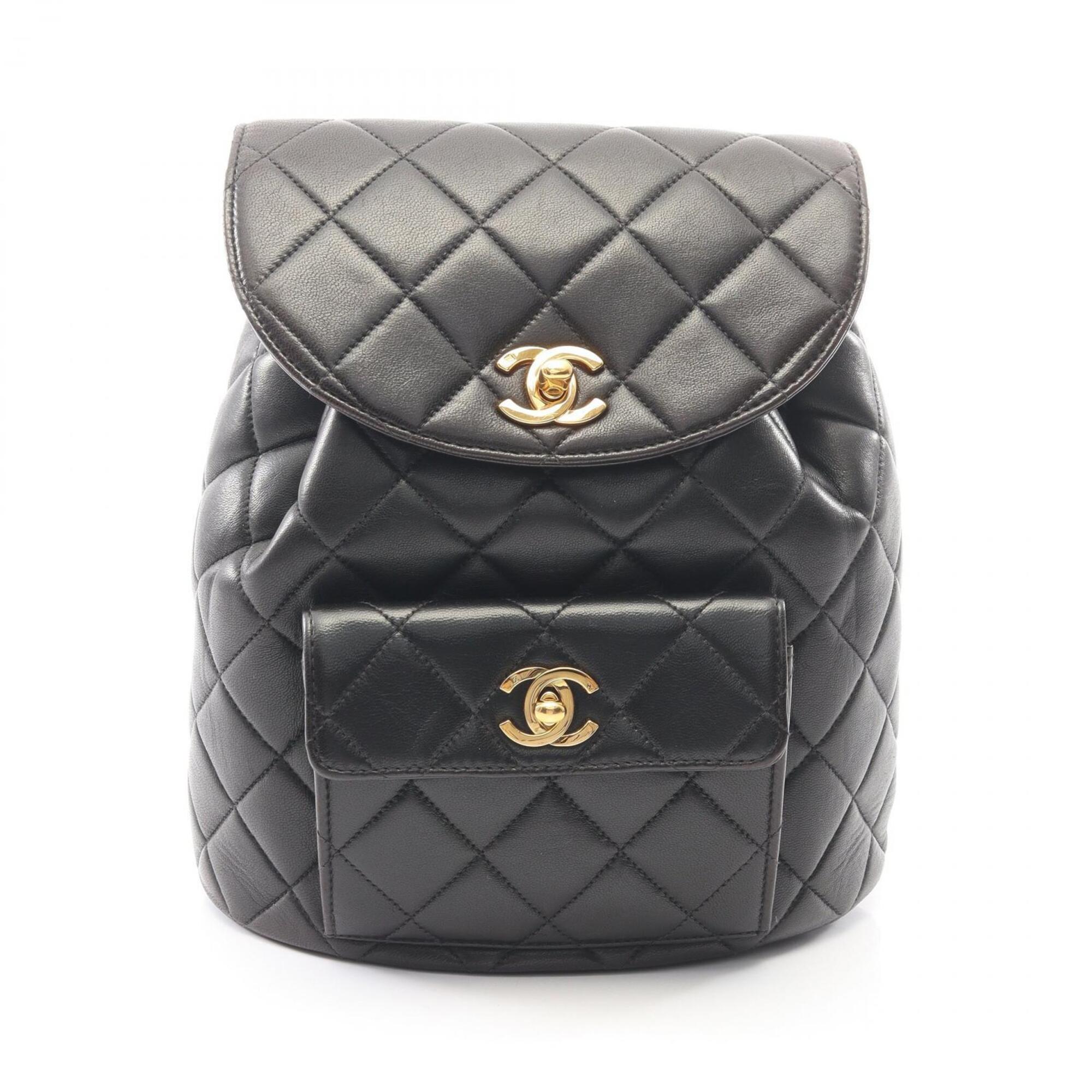 Chanel Black Leather Backpack Handbag (Pre-Owned)