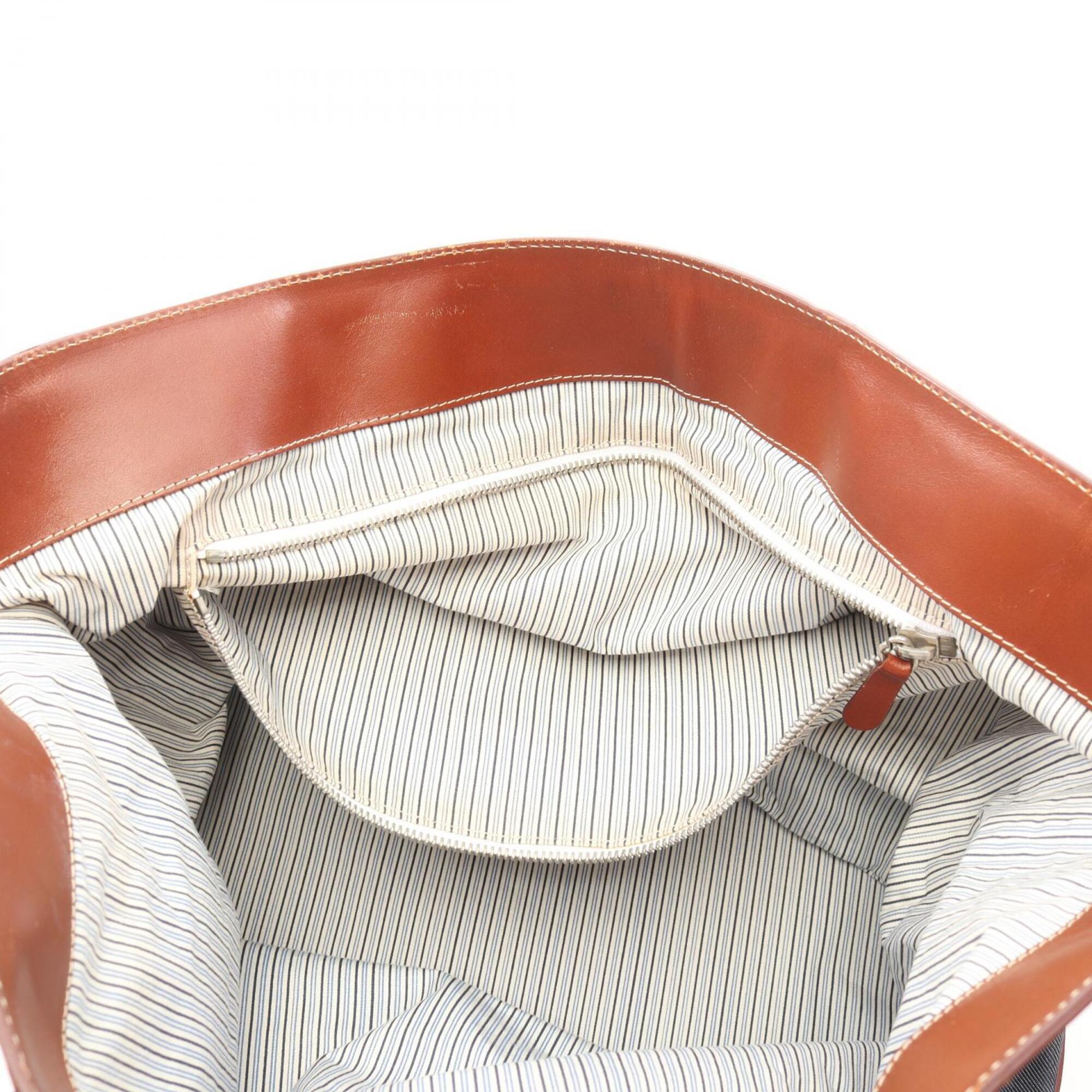Celine Brown Navy Denim Leather Handbag Tote Bag (Pre-Owned)