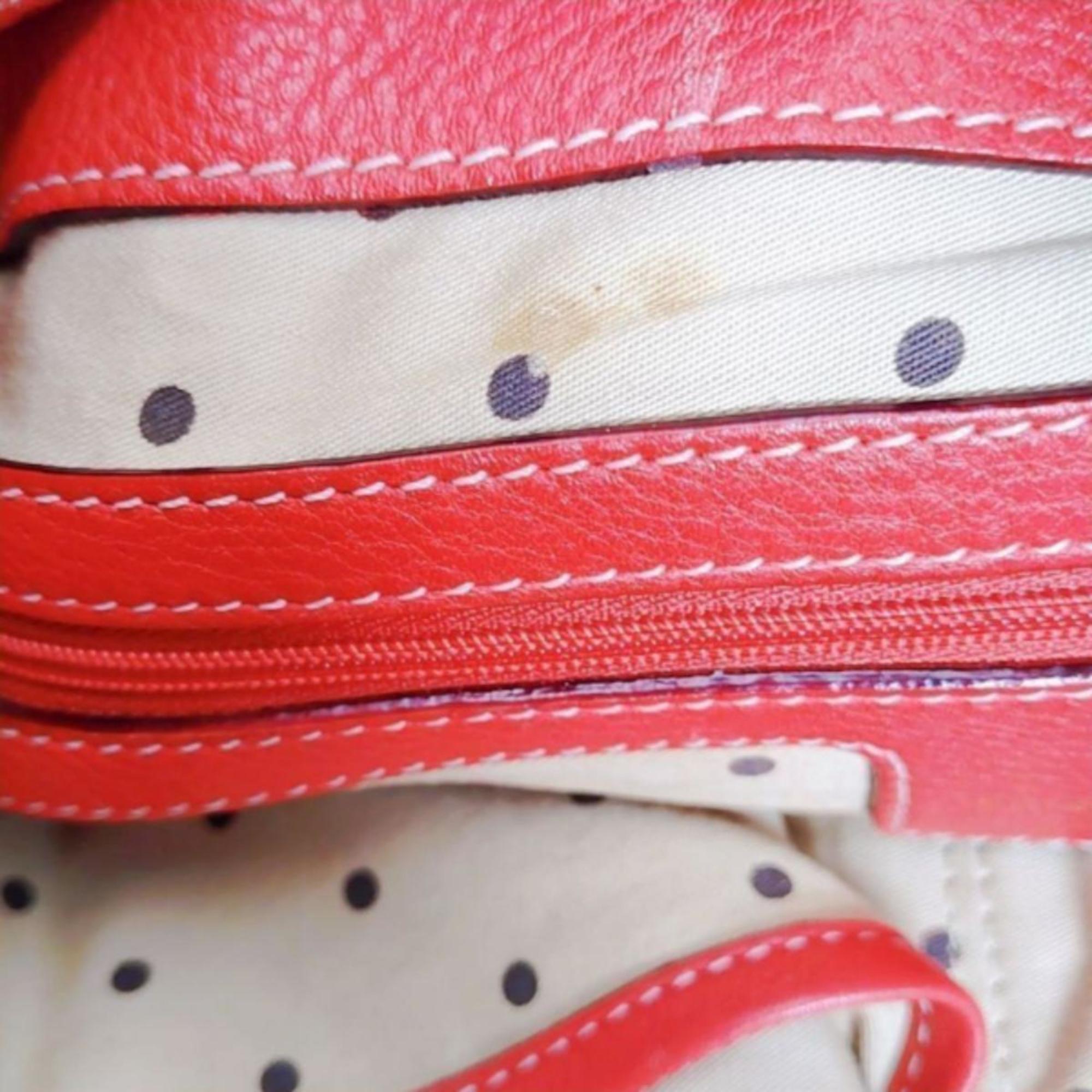 Kate Spade Red Color Leather Handbag Tote Bag (Pre-Owned)