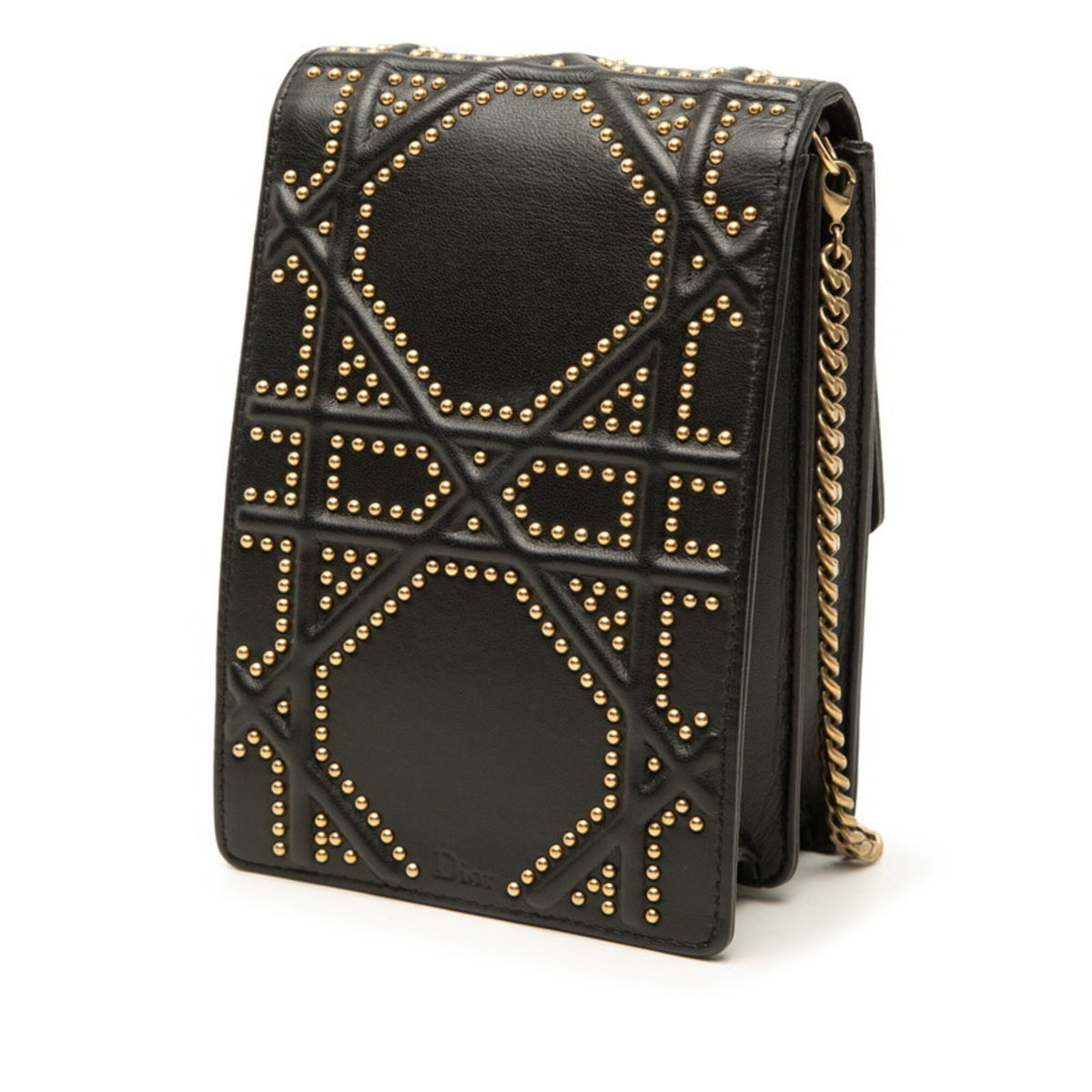 Christian Dior Black Gold Leather Shoulder Bag (Pre-Owned)