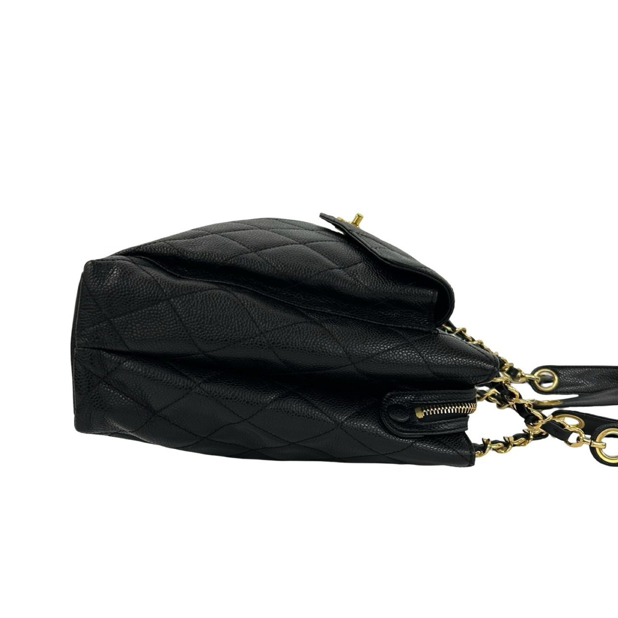 Chanel Black Grained Calfskin Shoulder Bag Tote Bag (Pre-Owned)