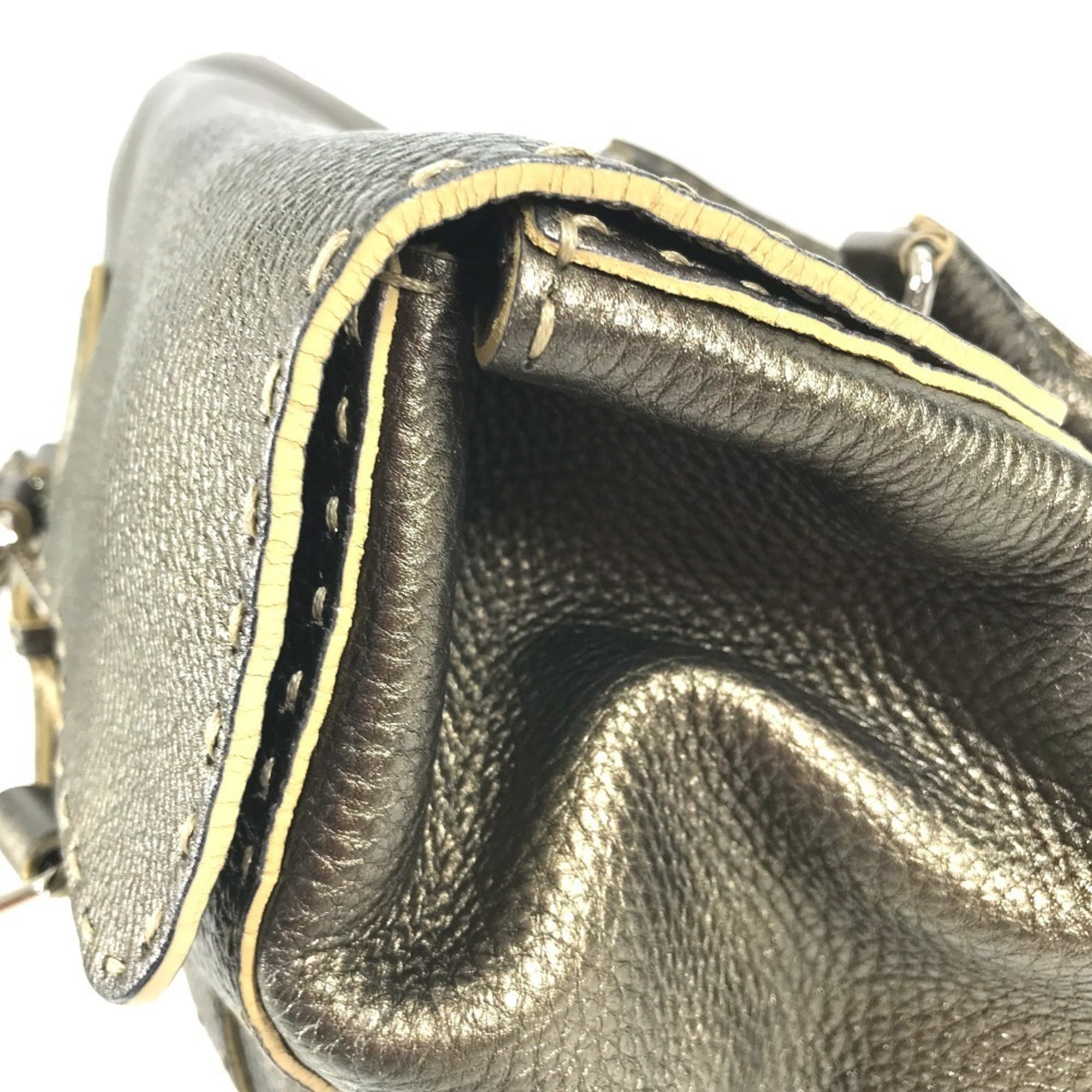 Fendi Selleria Metallic Gold Leather Handbag Tote Bag (Pre-Owned)