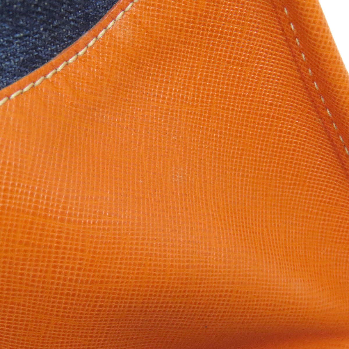 Prada Blue Orange Canvas Leather Handbag (Pre-Owned)