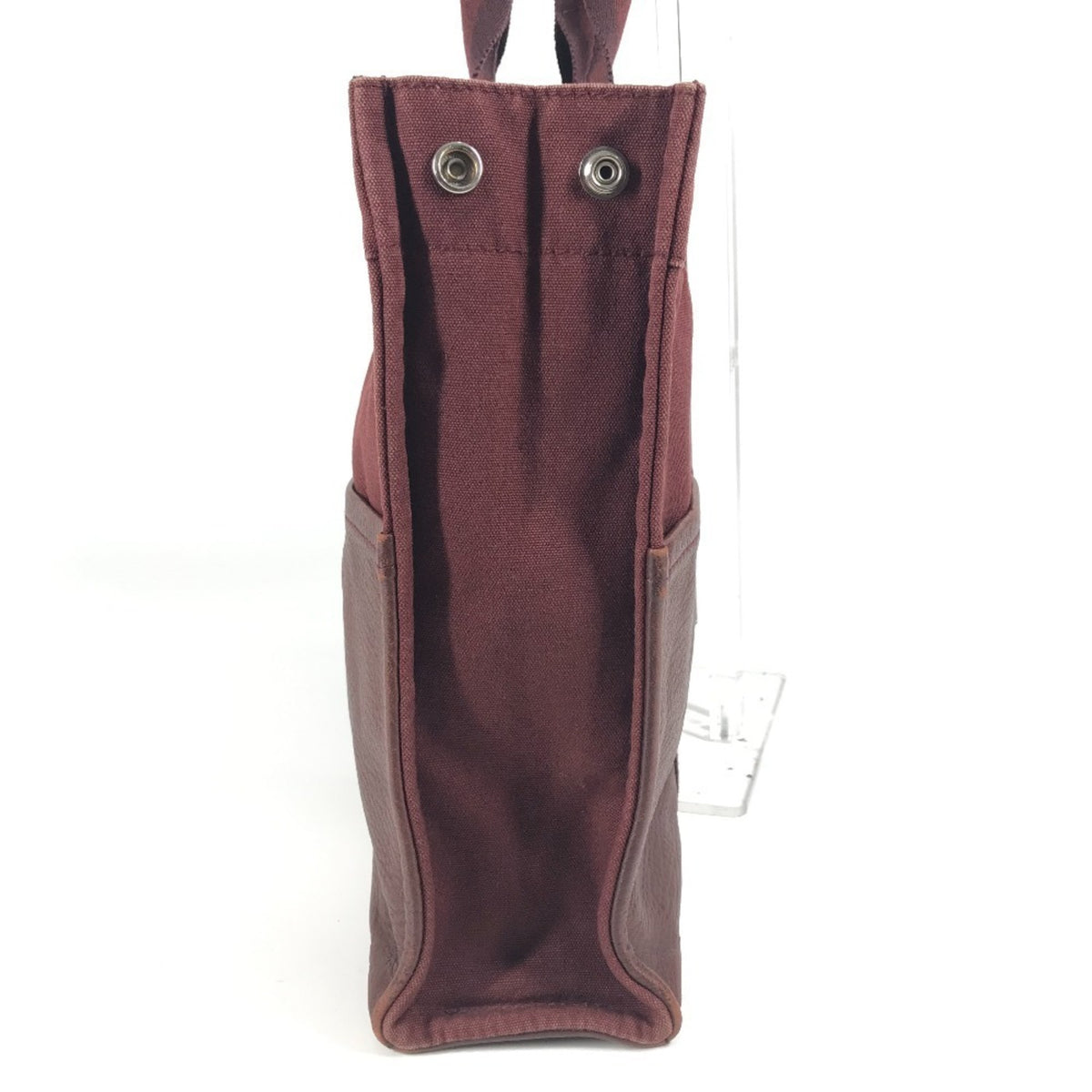 Hermes Red Color Wine Canvas Leather Handbag Tote Bag (Pre-Owned)