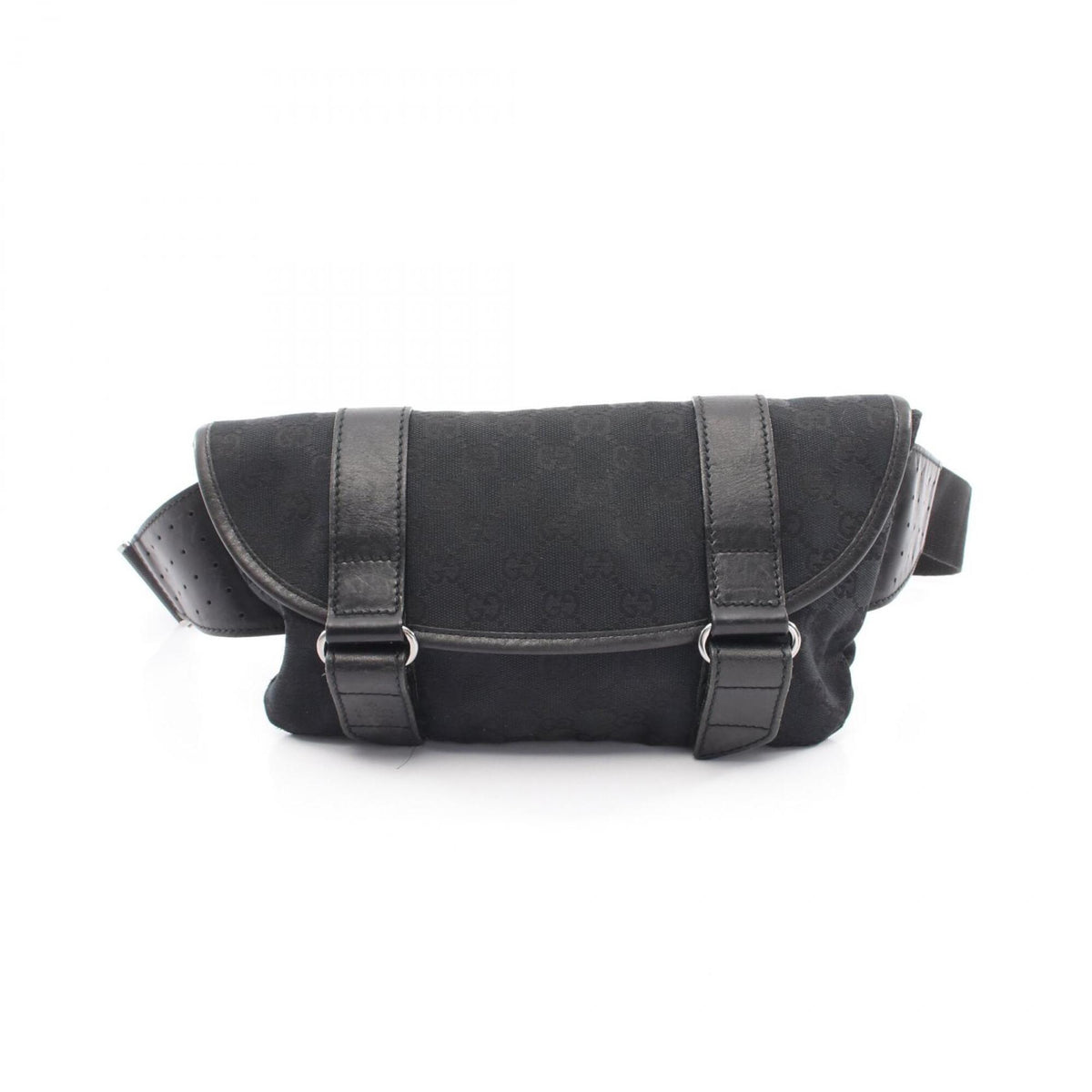 Gucci Black Canvas Leather Fanny Pack Handbag (Pre-Owned)